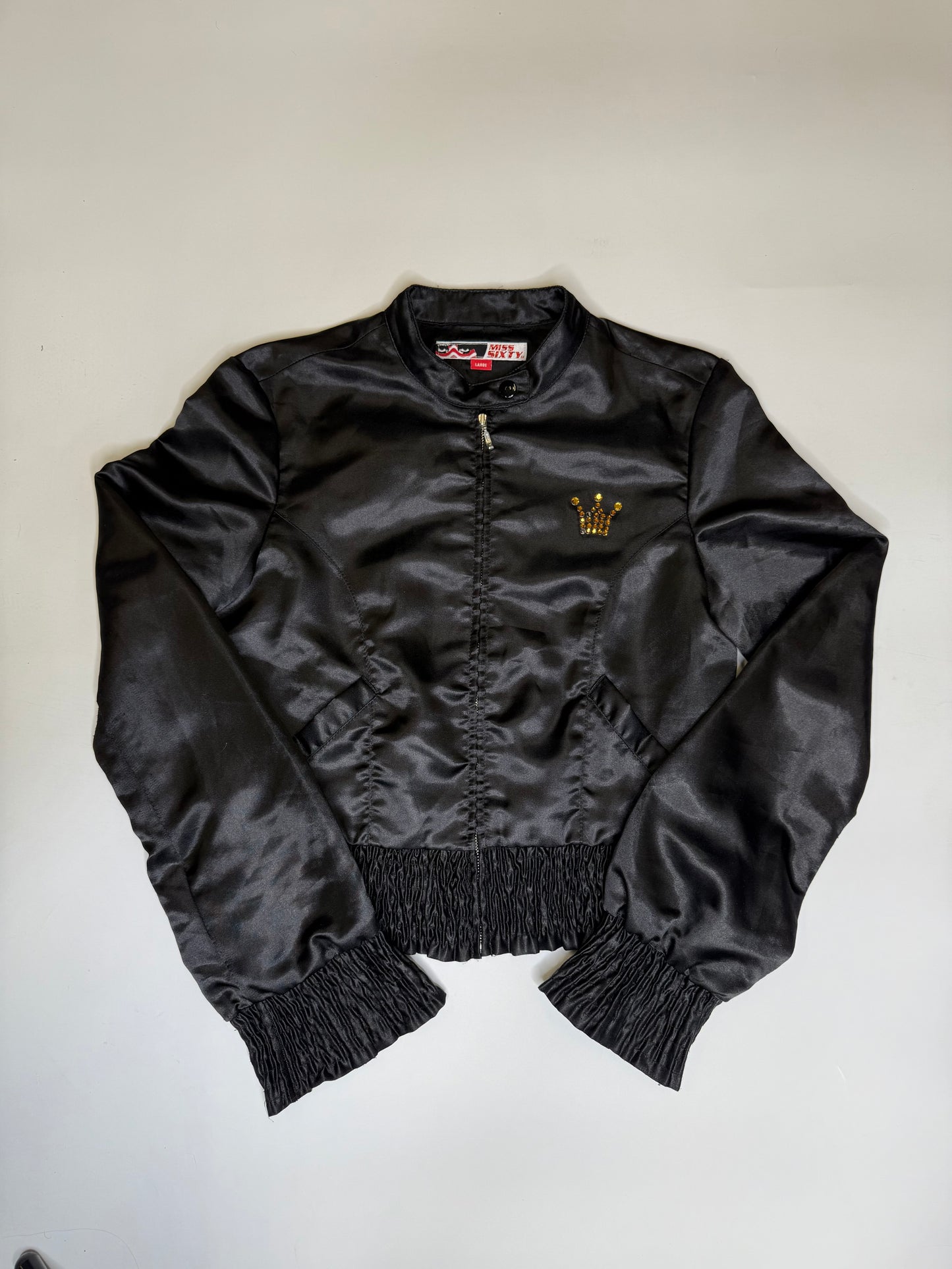 VINTAGE 2000s MISS SIXTY RHINESTONE RUFFLED JACKET