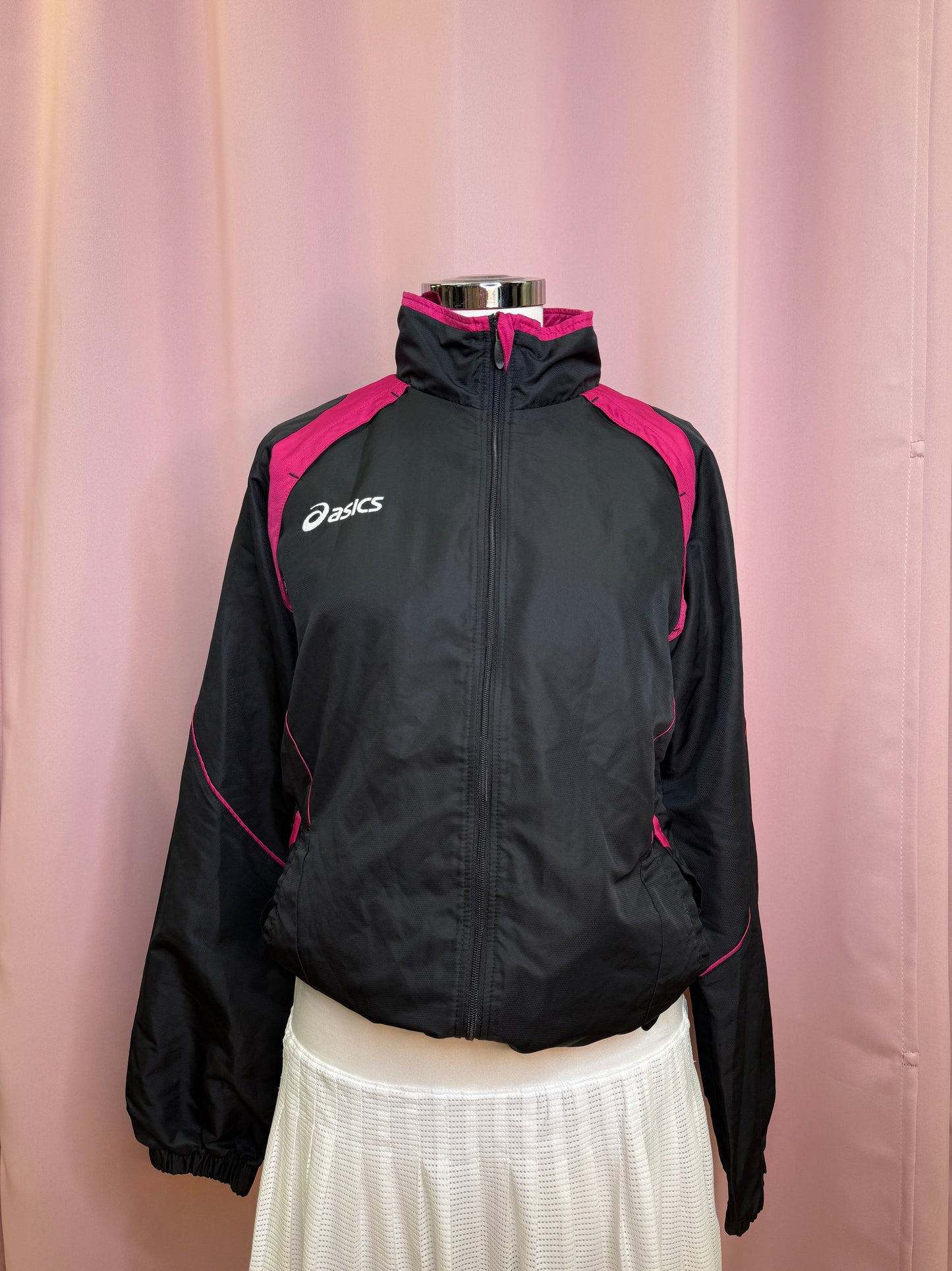VINTAGE ASICS TRACK JACKET BLACK/PINK (M)