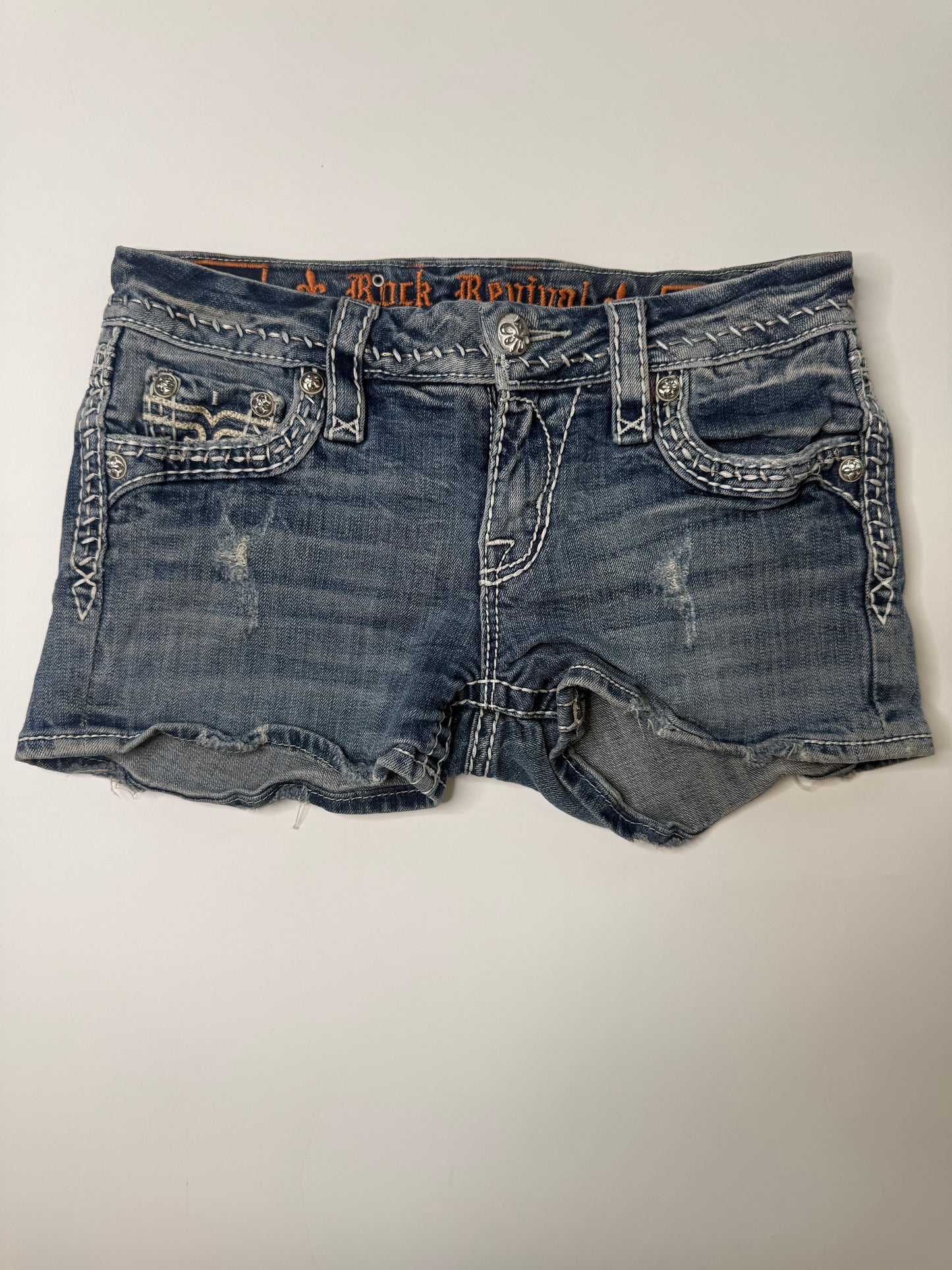 ROCK REVIVAL VINTAGE FLEUR-DE-LIS DENIM SHORTS