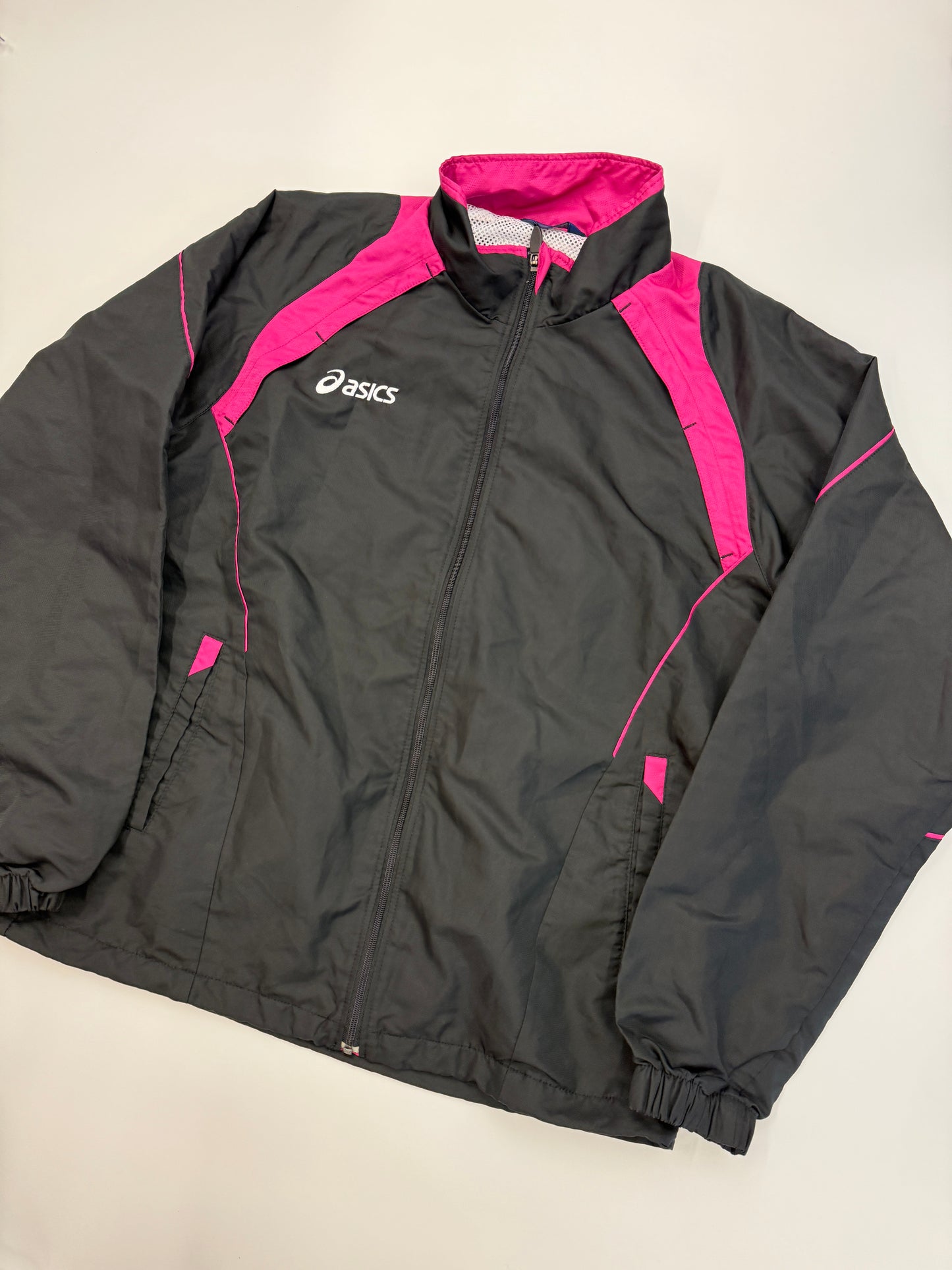 VINTAGE ASICS TRACK JACKET BLACK/PINK (M)