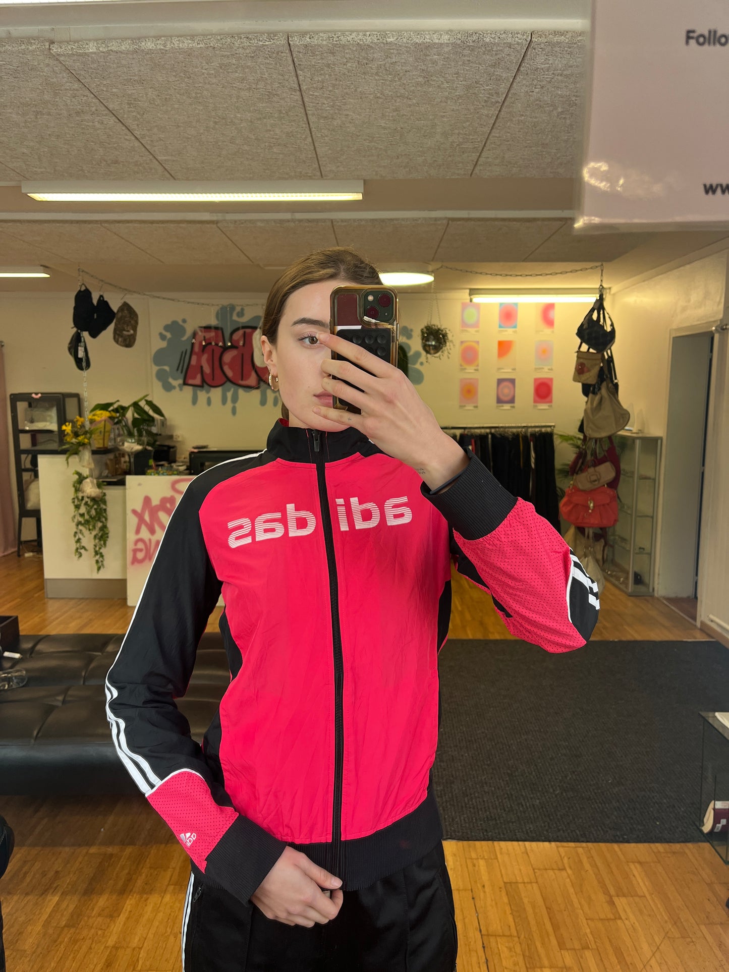 ADIDAS 2000s SPELLOUT zIPPER PINK (S)