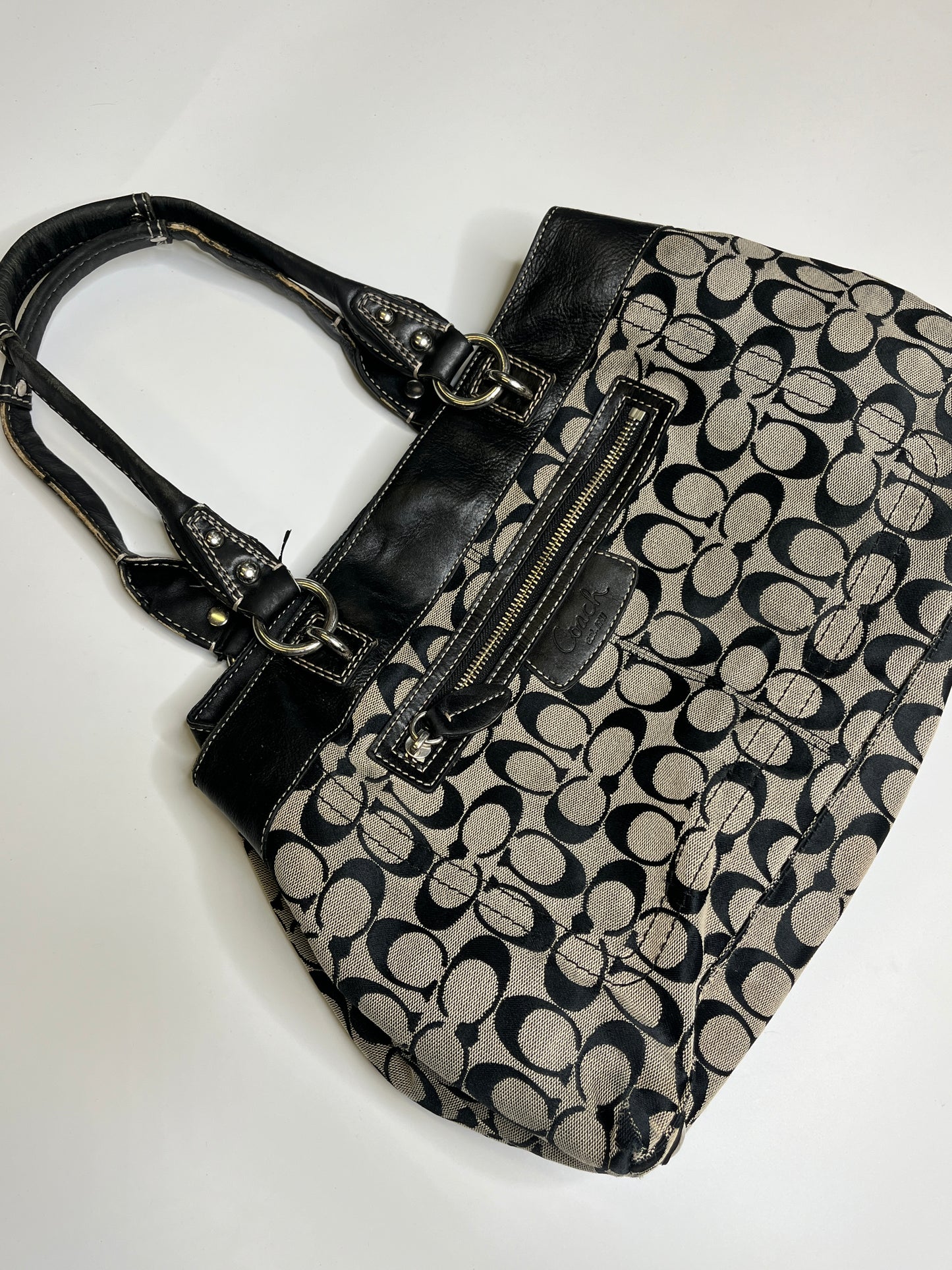 COACH BLACK LEATHER MONOGRAM PURSE
