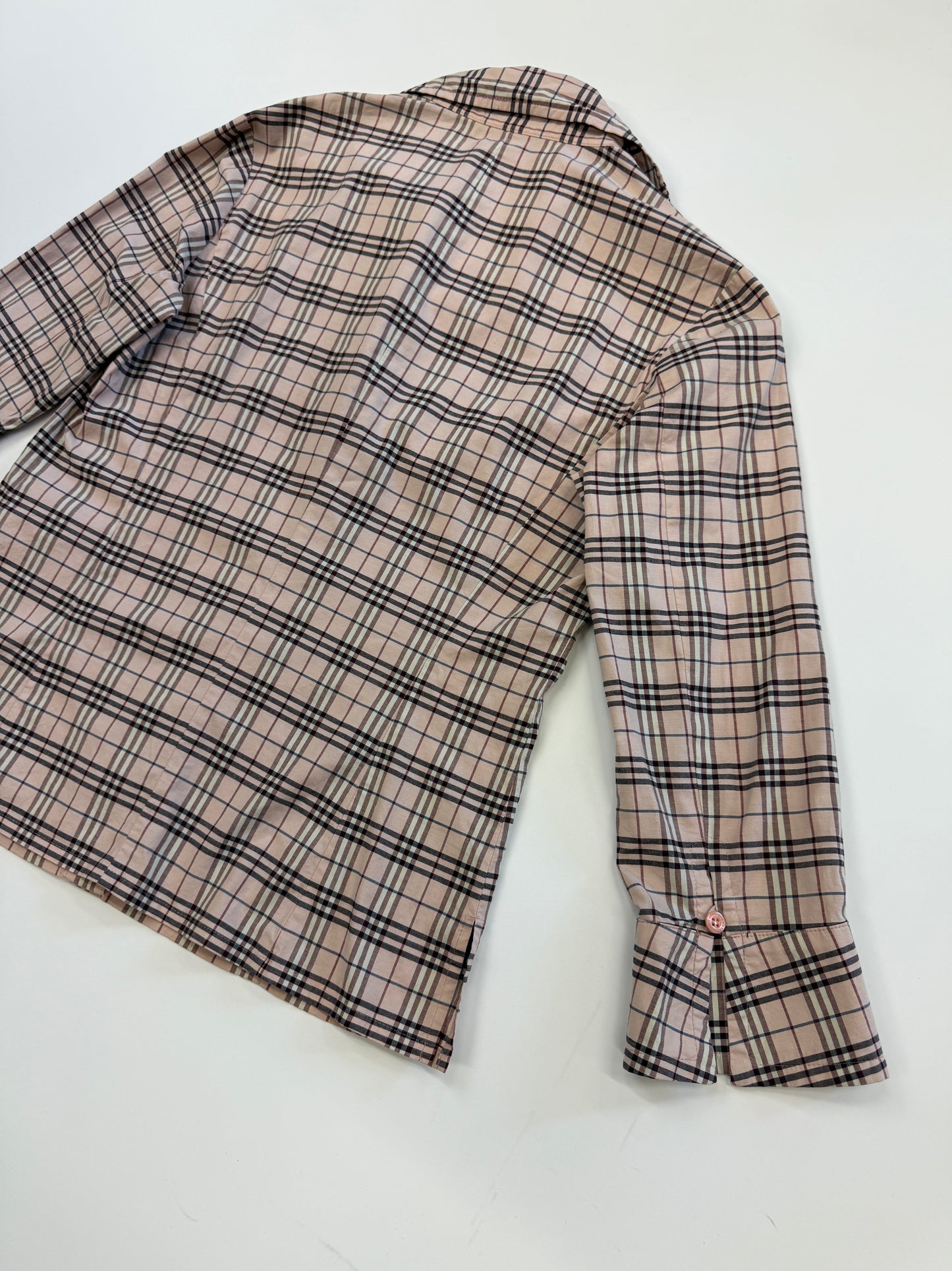 BURBERRY LIGHT PINK SIGNATURE CHECKERED SHIRT (S)