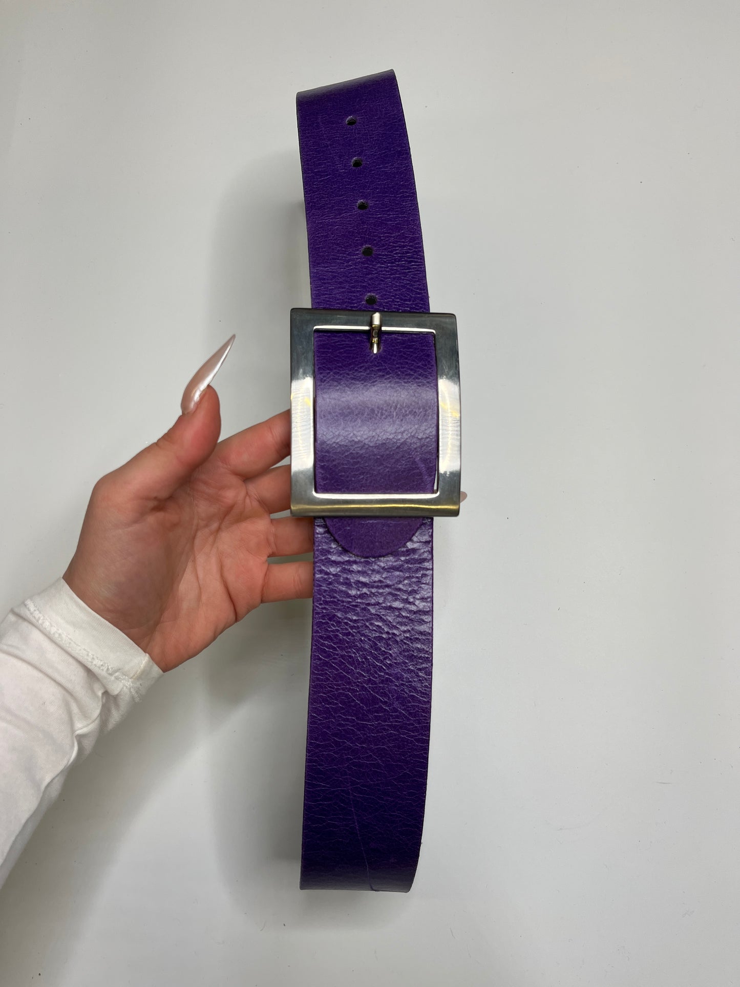 VANZETTI REAL LEATHER BELT PURPLE/SILVER