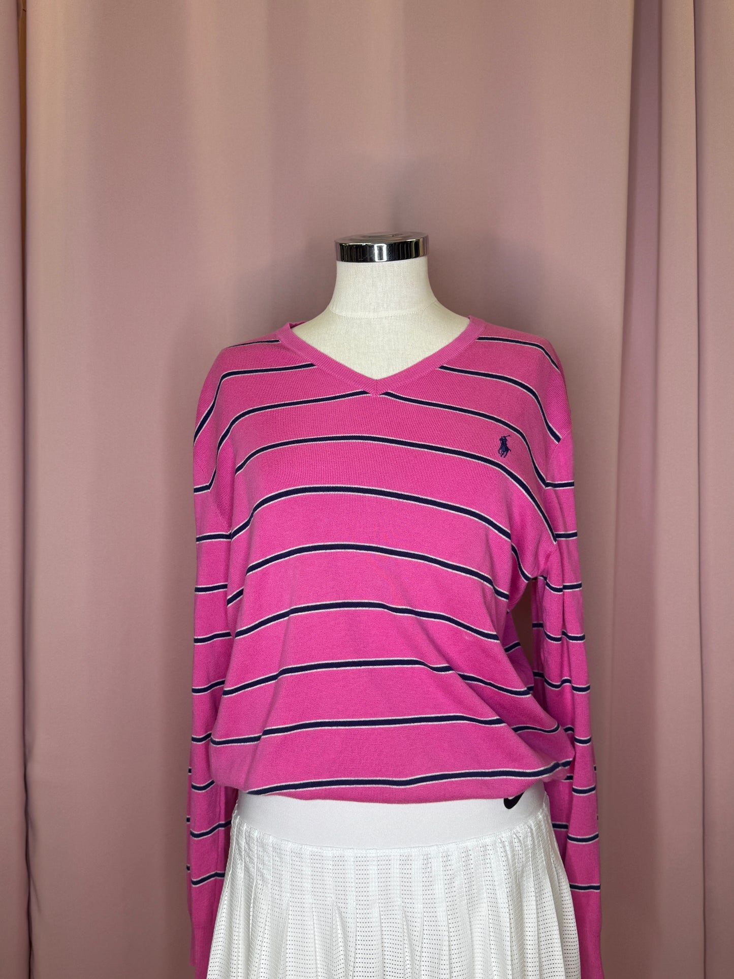 STRIPED RALPH LAUREN SWEATER PINK (M)