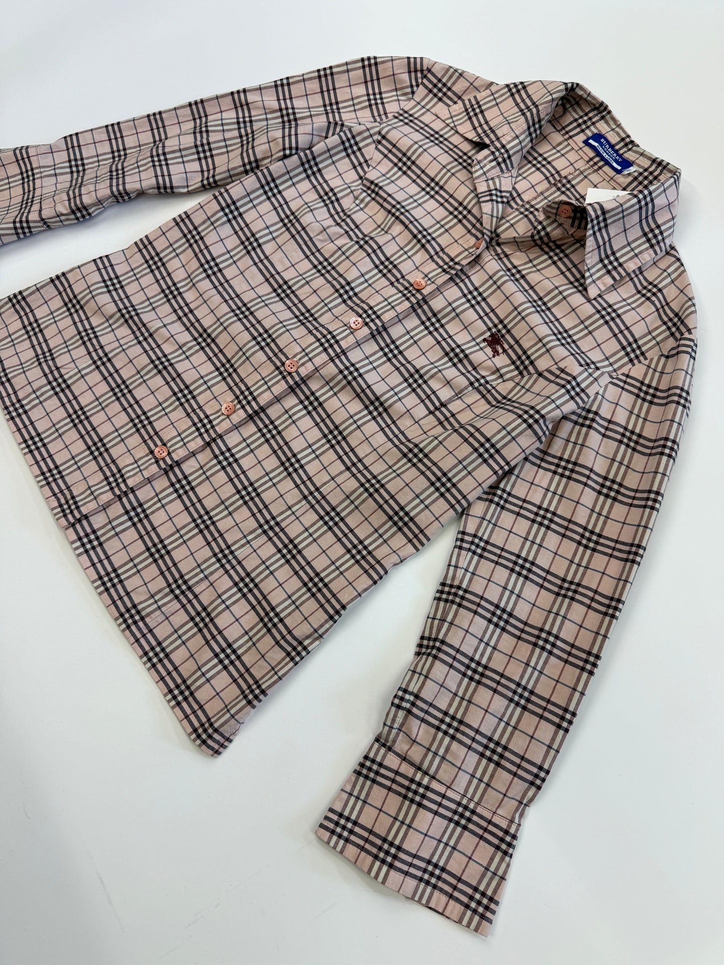BURBERRY LIGHT PINK SIGNATURE CHECKERED SHIRT (S)