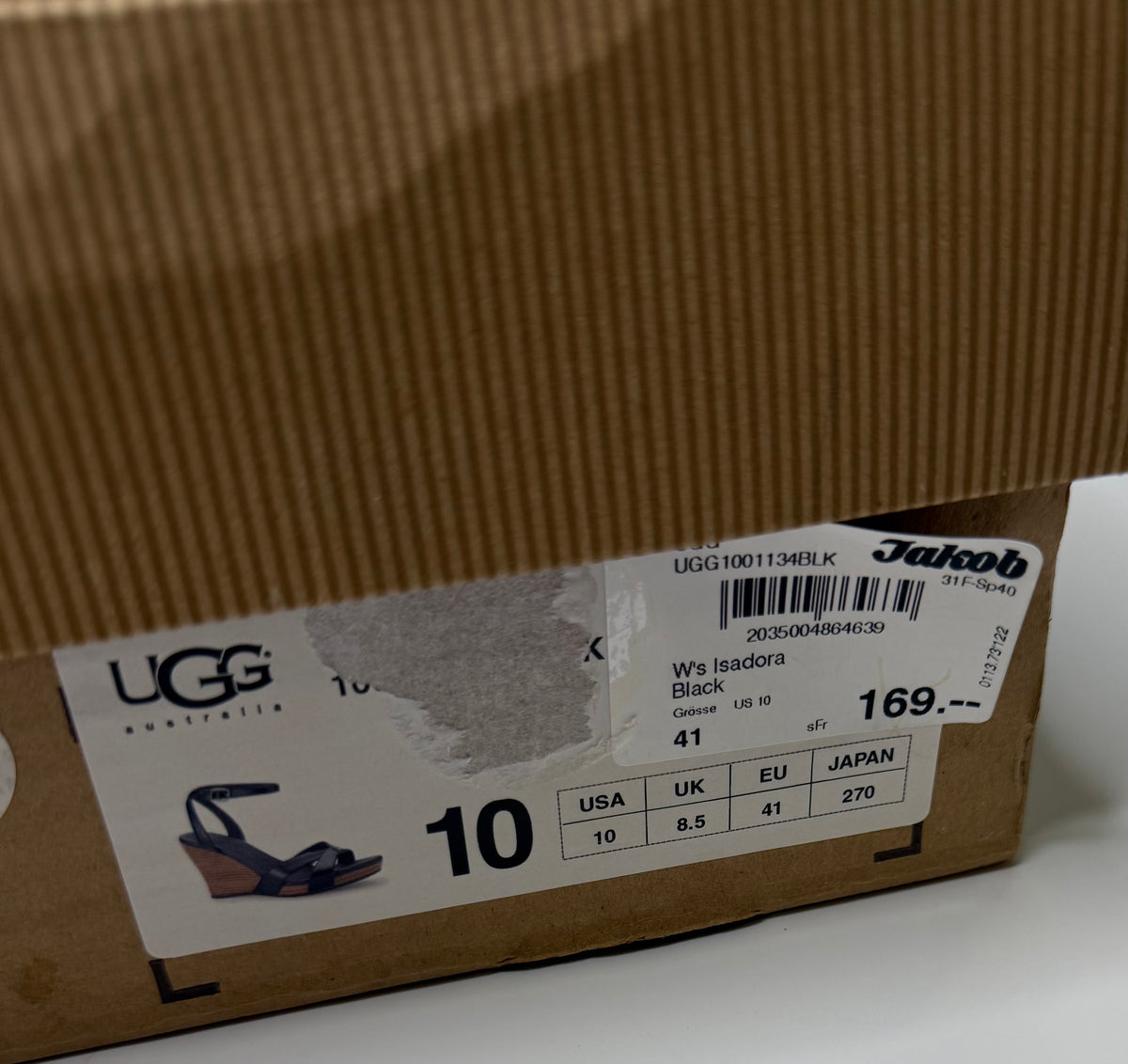 UGG LEATHER WEDGE SANDALS (BLACK)