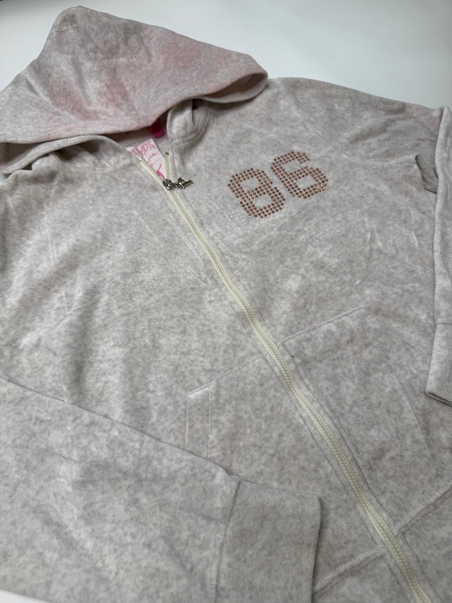PINK VICTORIA'S SECRET VINTAGE "LOVE PINK" RHINESTONE ZIP HOODIE (L)