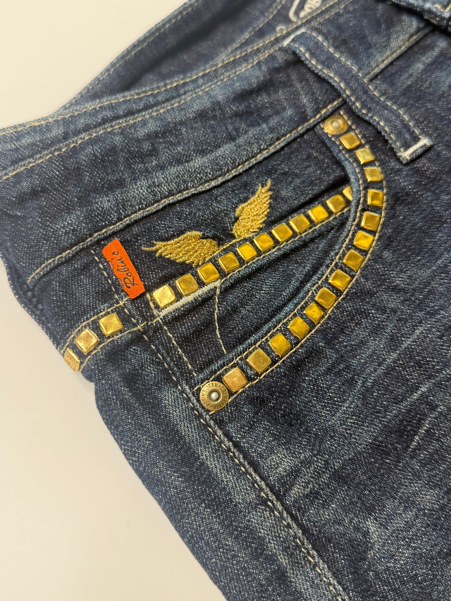 ROBIN'S JEAN VINTAGE STUDDED WINGS DENIM SHORTS
