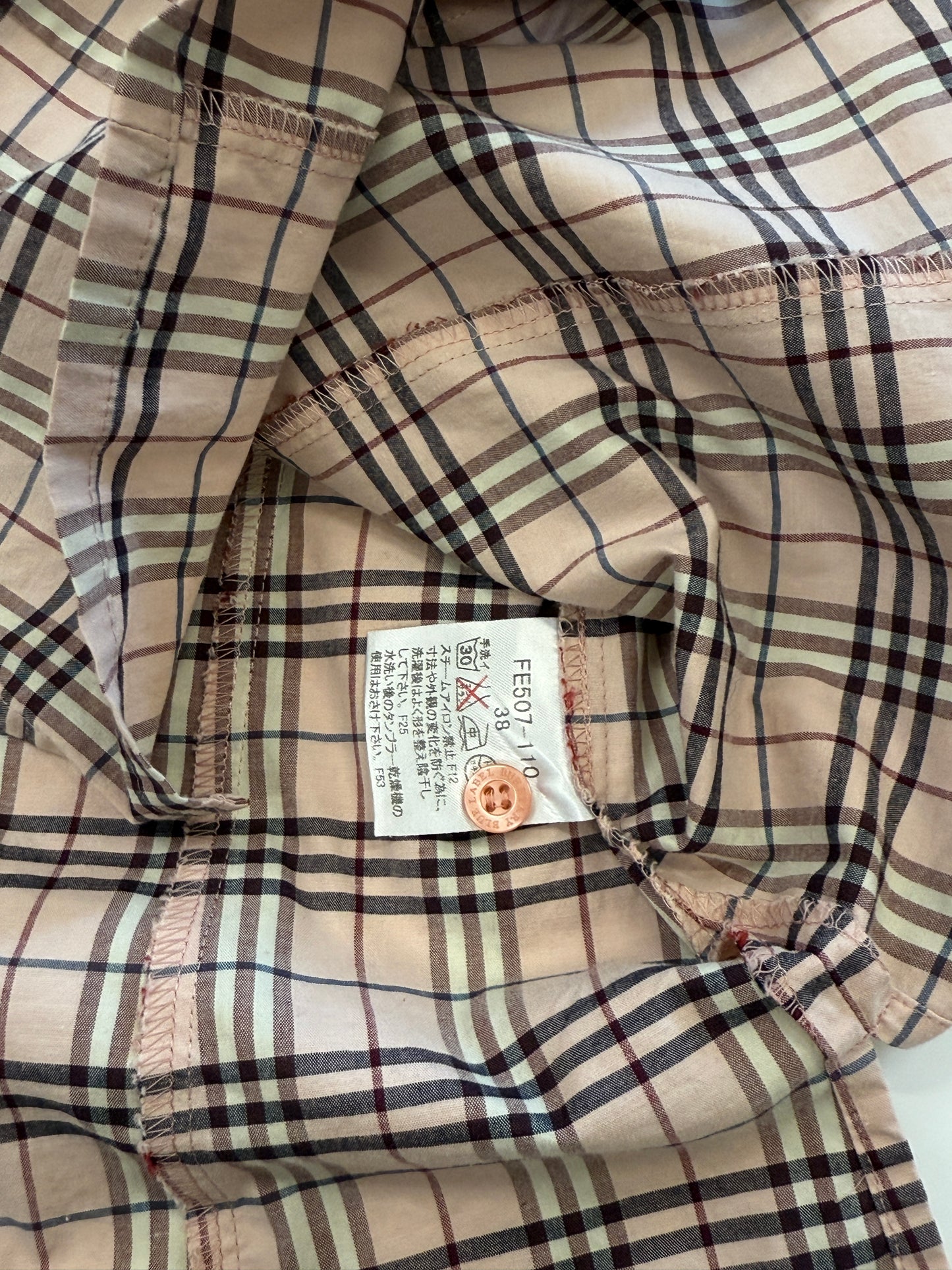 BURBERRY LIGHT PINK SIGNATURE CHECKERED SHIRT (S)