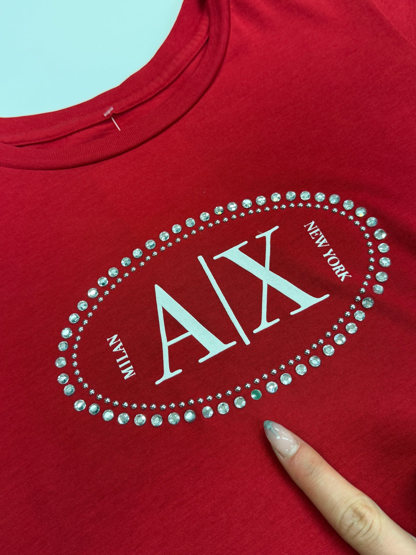 ARMANI EXCHANGE RHINESTONE SHIRT (M)