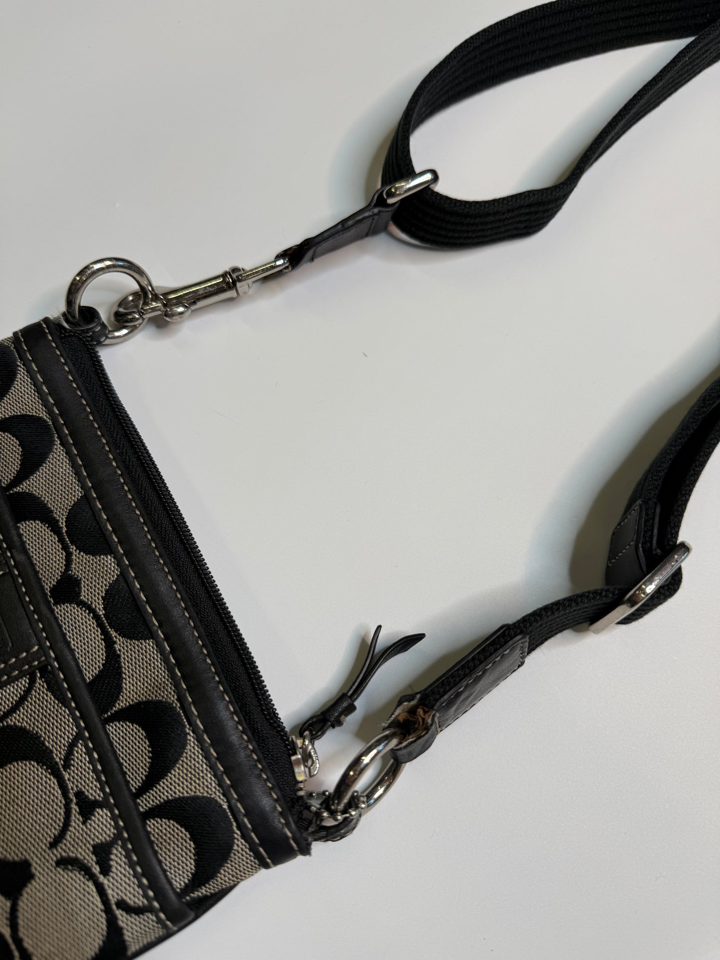COACH MONOGRAM CROSSBODY BAG WITH REAL LEATHER PARTS