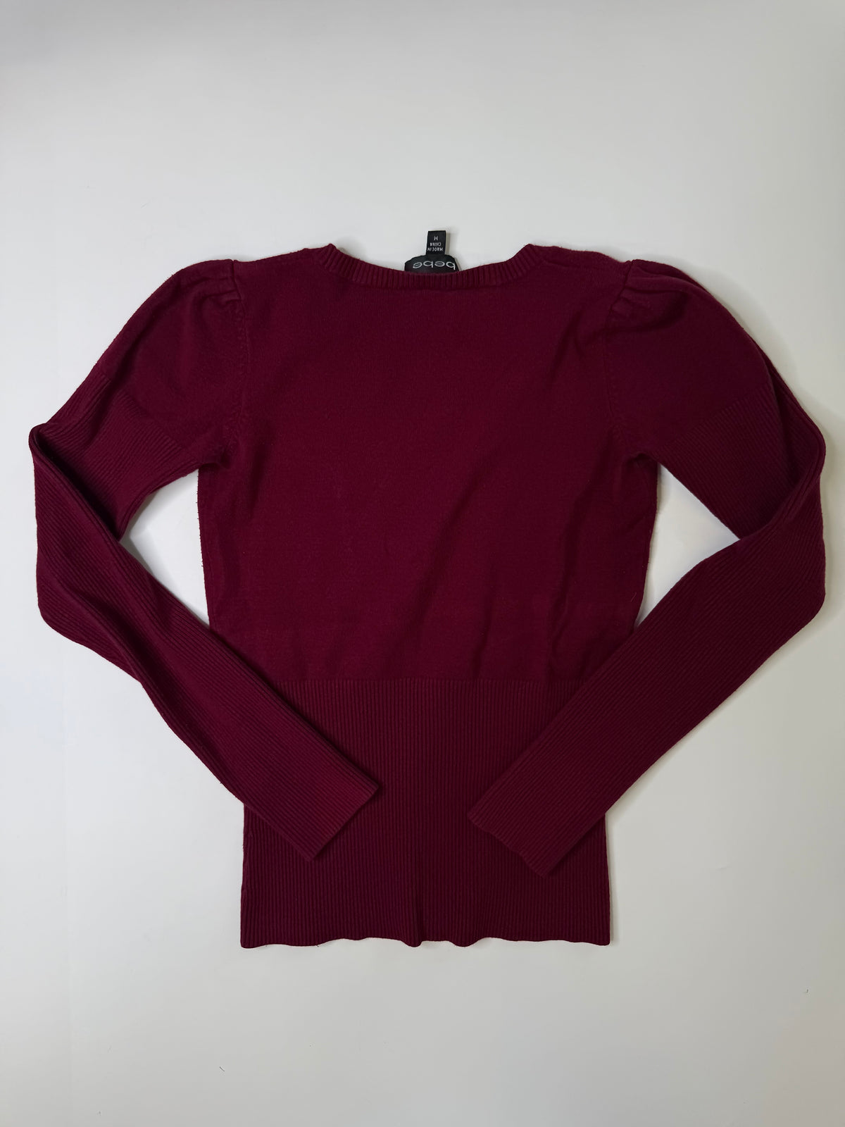 BEBE RHINESTONE LOGO TOP BURGUNDY (M)