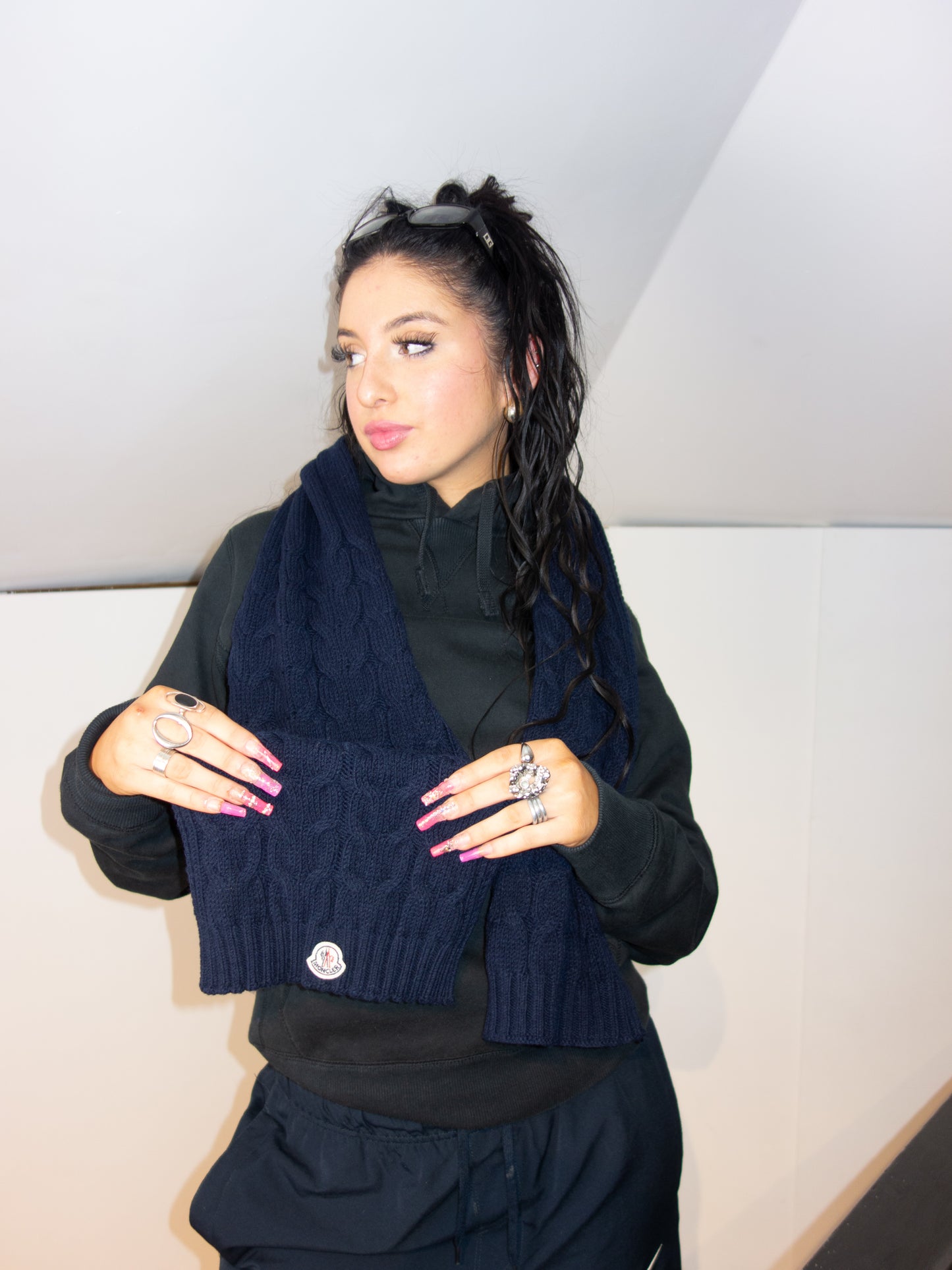 MONCLER SCARF NAVY BLUE