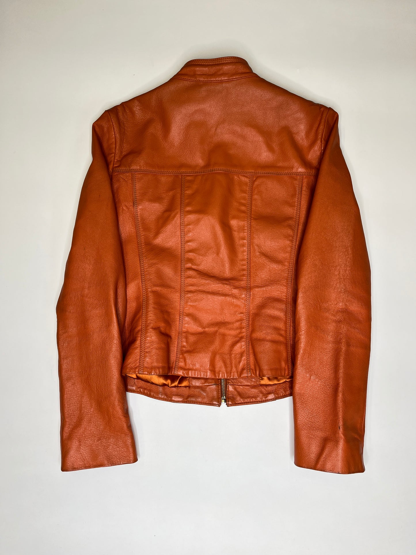VINTAGE ORANGE LEATHER JACKET (~ M)