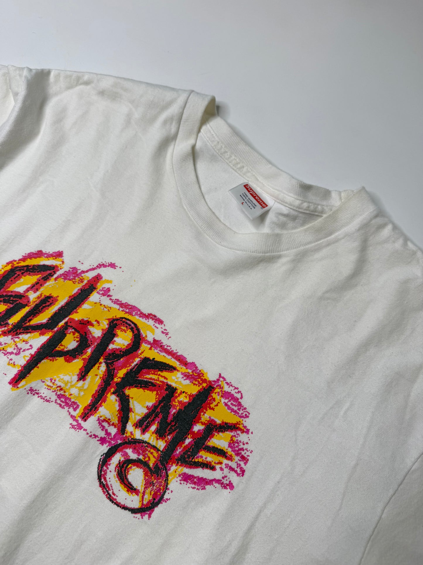 SUPREME GRAFFITI SPLASH LOGO TEE WHITE (L)