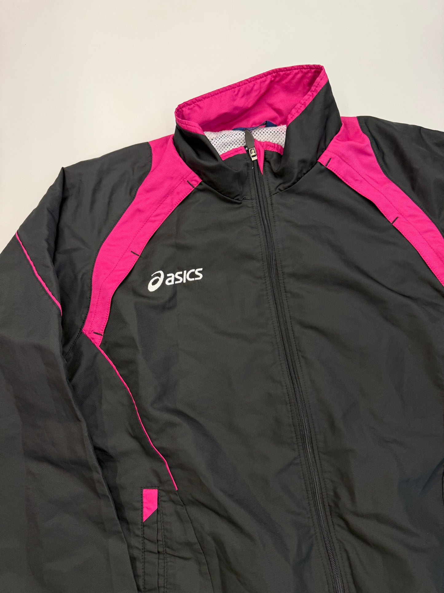 VINTAGE ASICS TRACK JACKET BLACK/PINK (M)