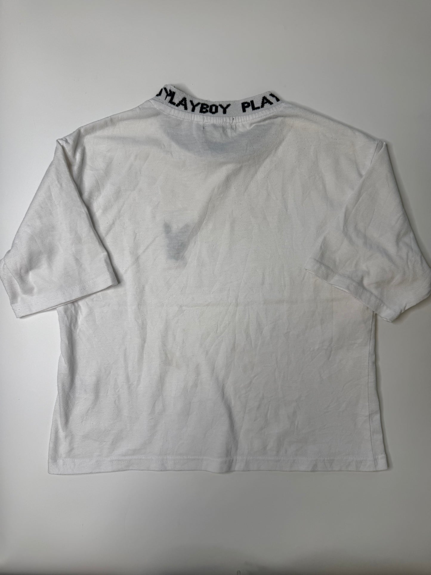 PLAYBOY VINTAGE BUNNY LOGO CROPPED T-SHIRT (M)