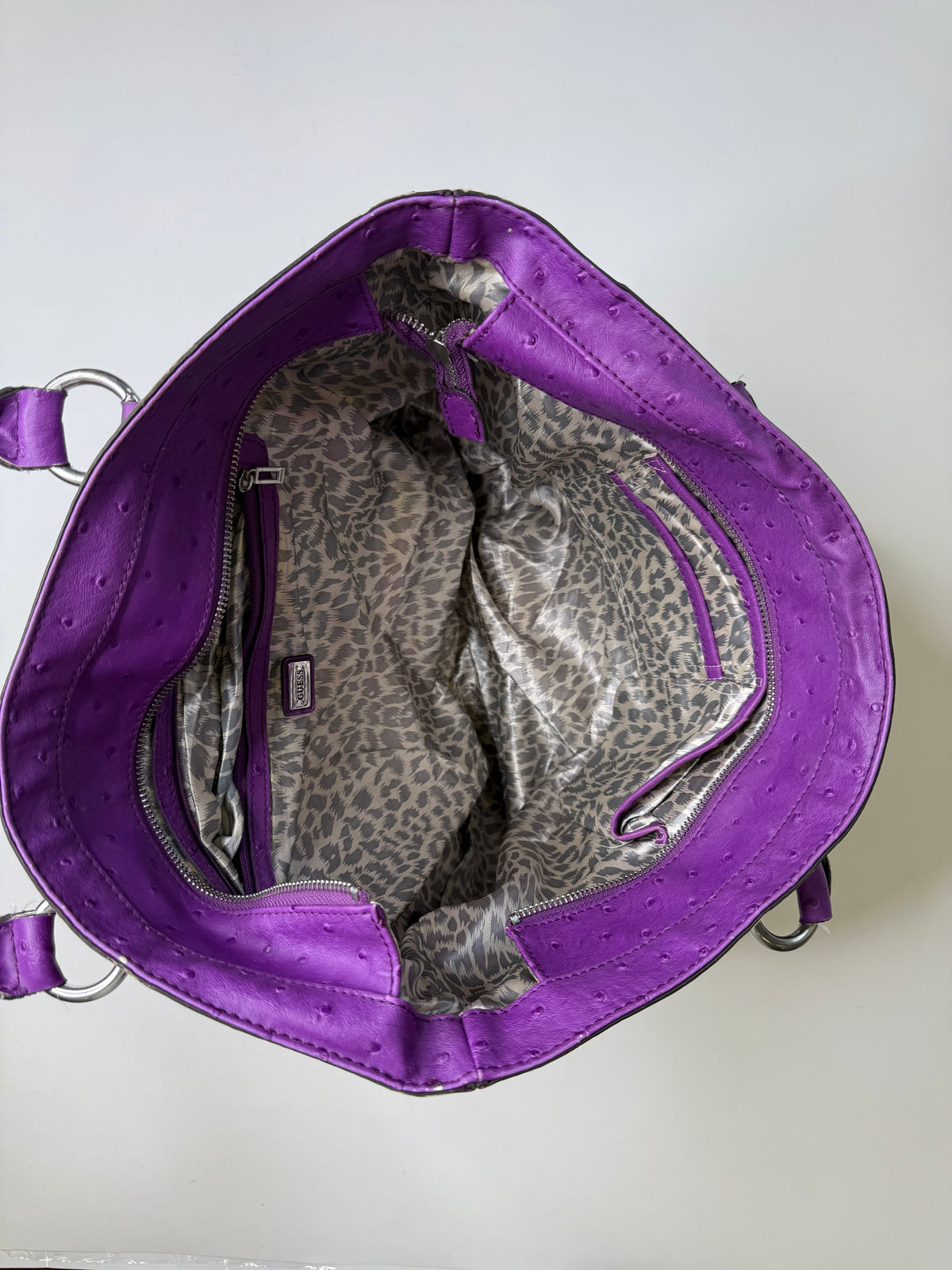 GUESS MONOGRAM CANVAS TOTE BAG (PURPLE)