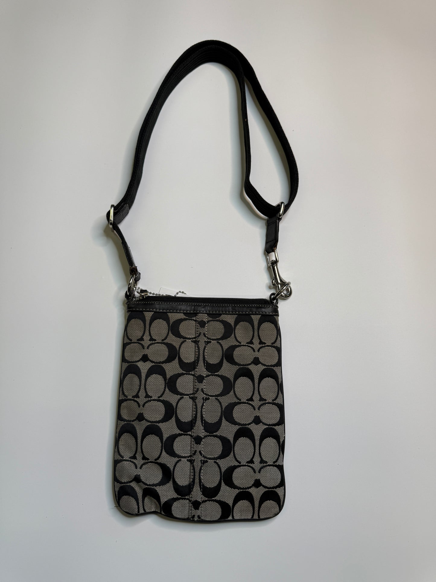 COACH MONOGRAM CROSSBODY BAG WITH REAL LEATHER PARTS