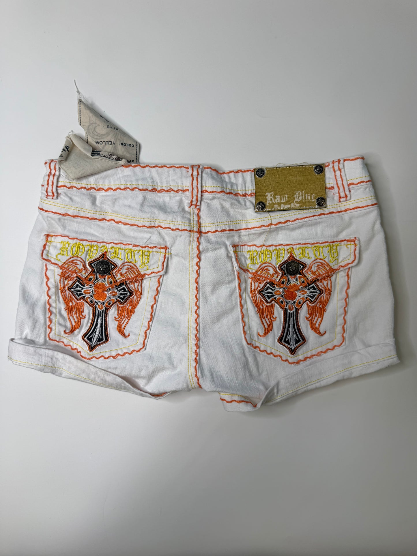 RAW BLUE VINTAGE ROYALTY EMBROIDERED DENIM SHORTS