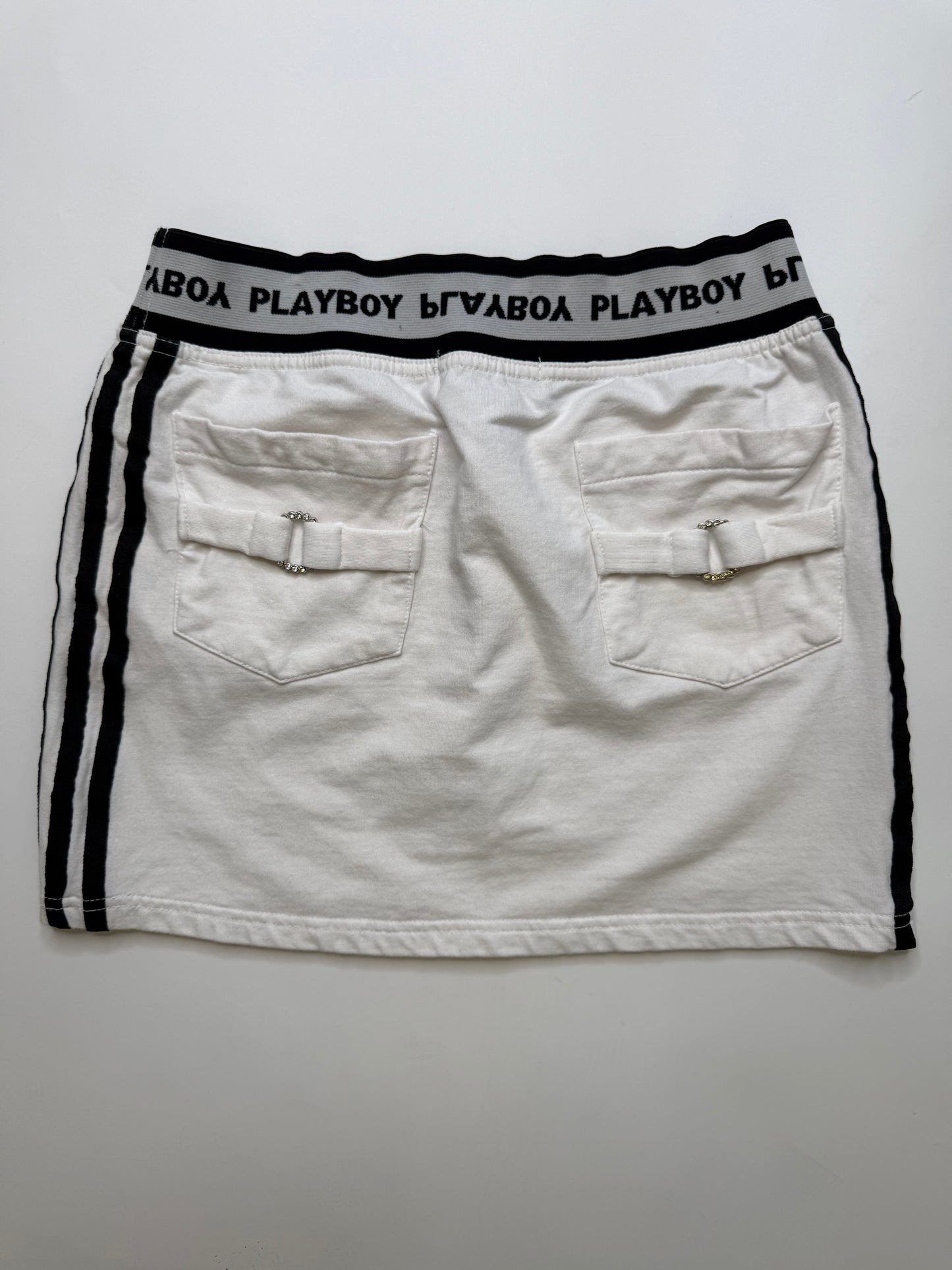 PLAYBOY SKIRT – WHITE BLACK STRIPE (M)