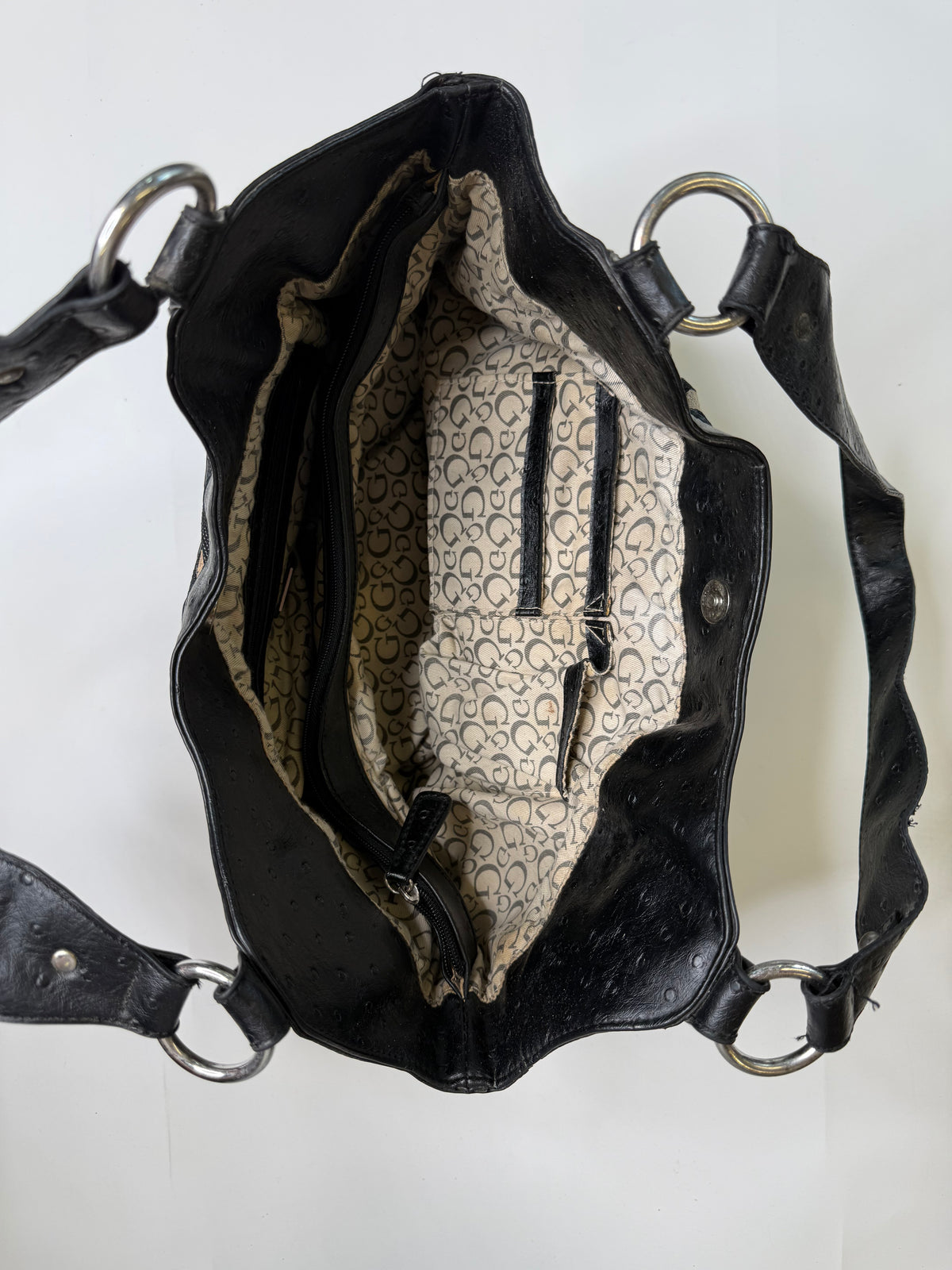GUESS VINTAGE BLACK TIGER PRINT TOTE BAG