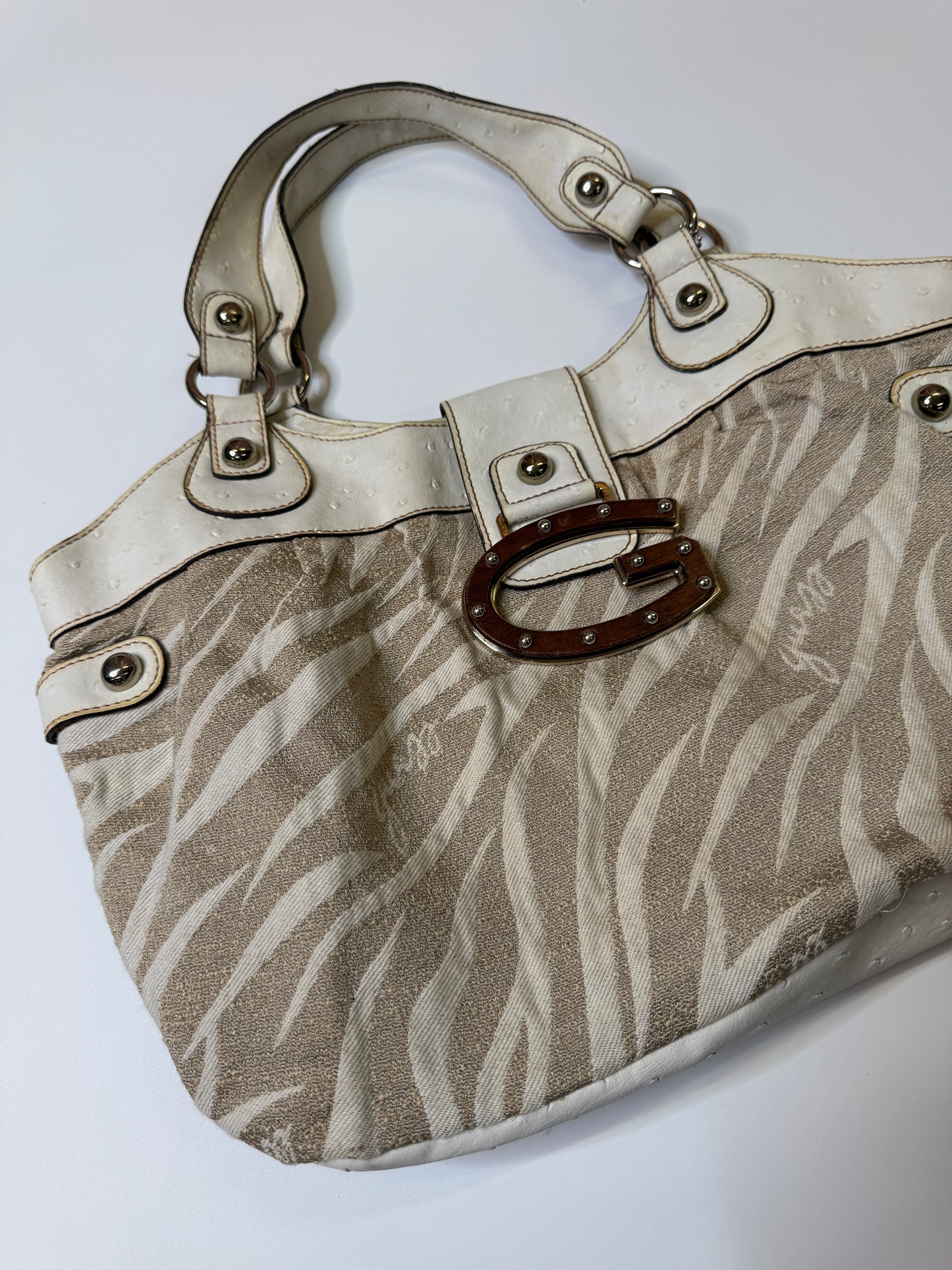G-LOGO GUESS PURSE ZEBRA/WOOD