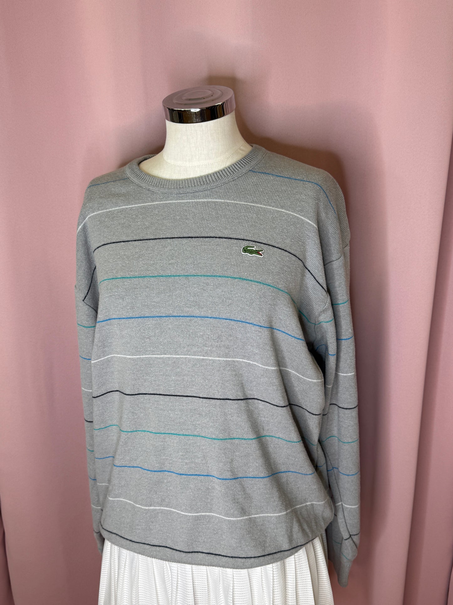 LACOSTE STRIPED SWEATER GREY (M)