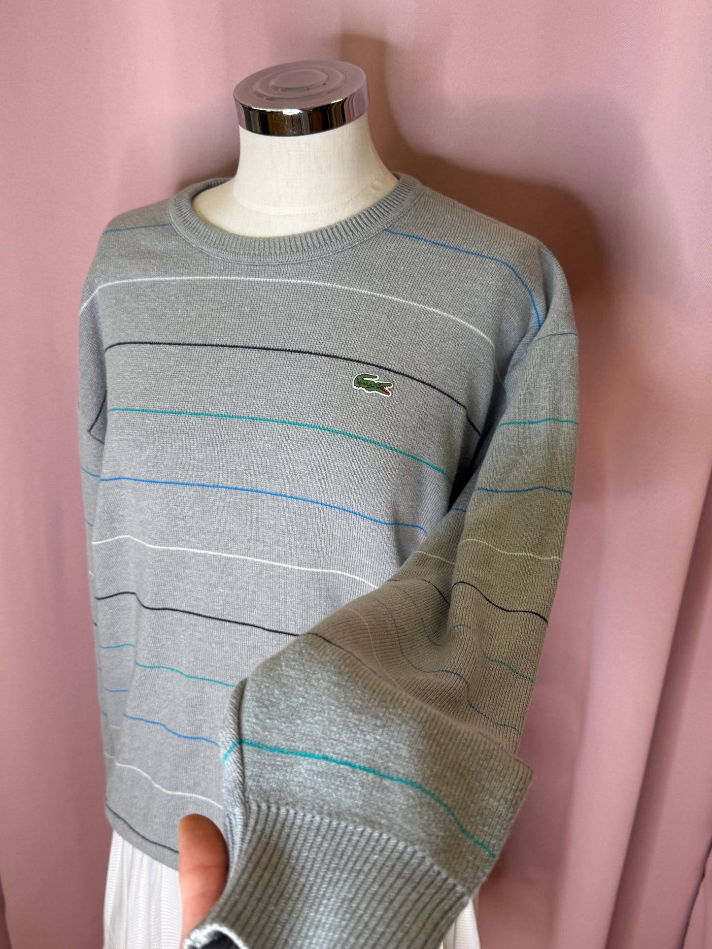 LACOSTE STRIPED SWEATER GREY (M)