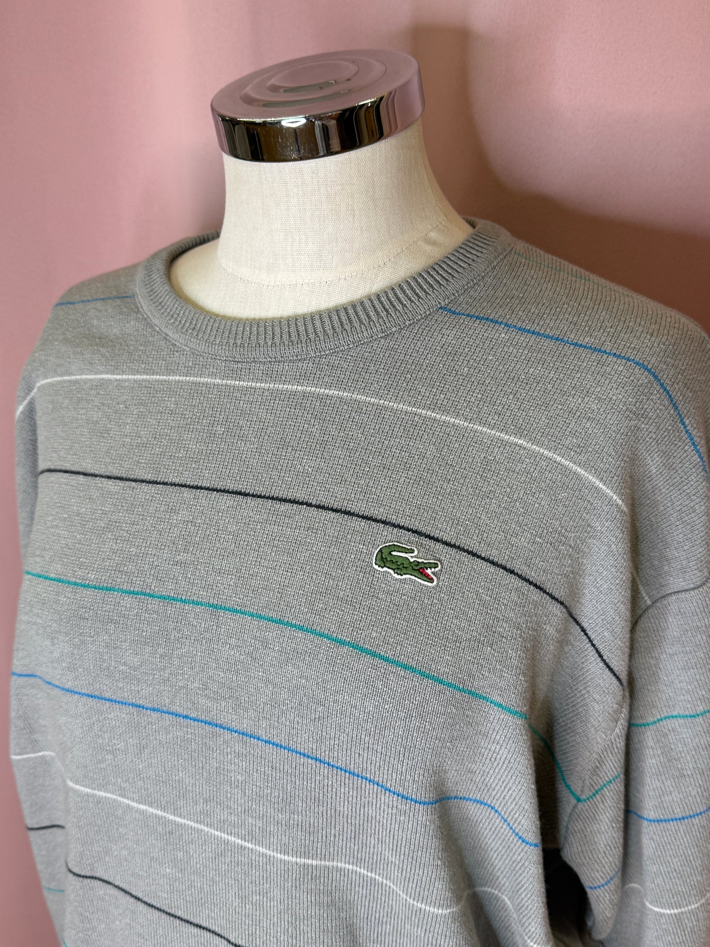 LACOSTE STRIPED SWEATER GREY (M)