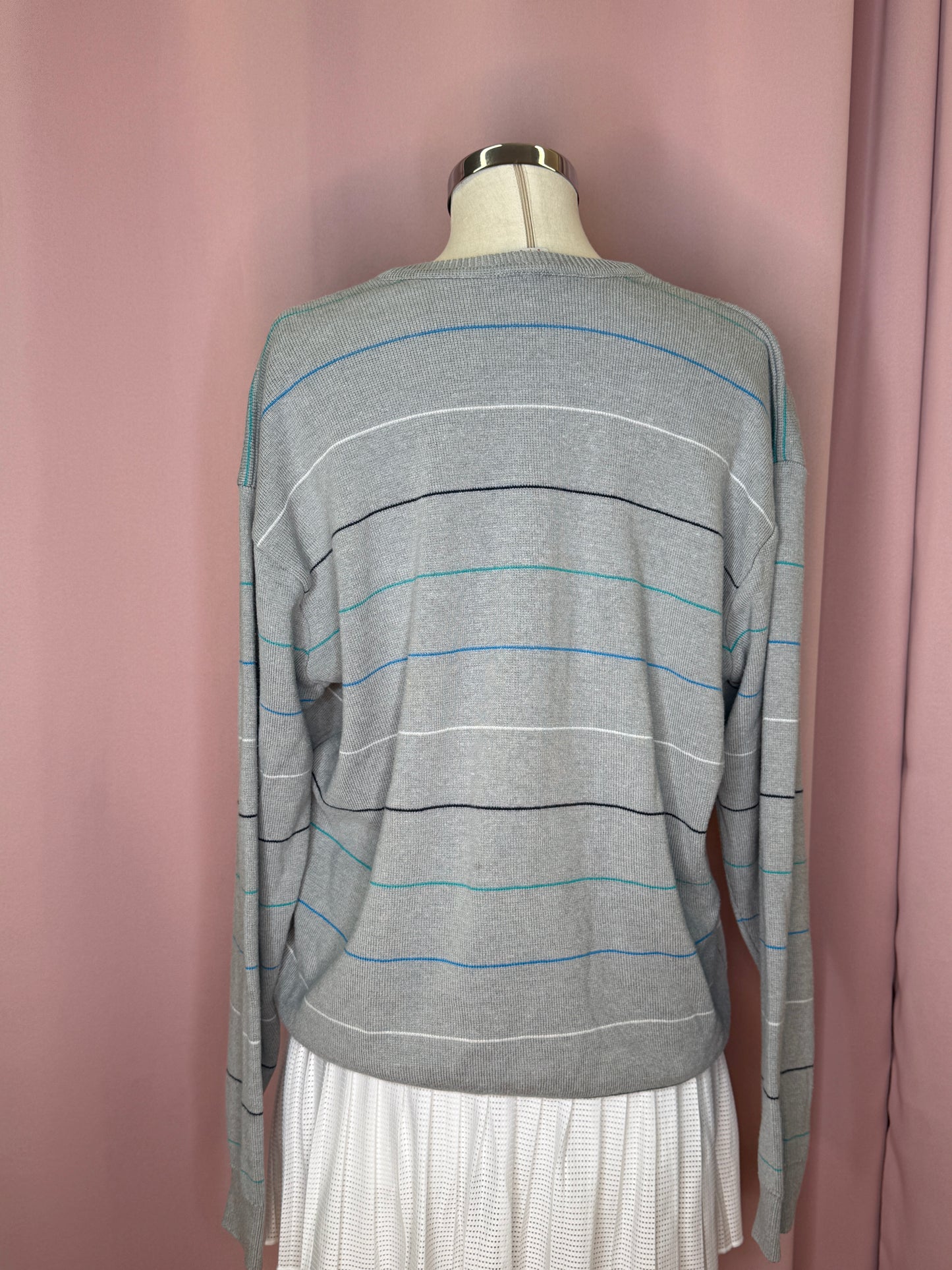 LACOSTE STRIPED SWEATER GREY (M)