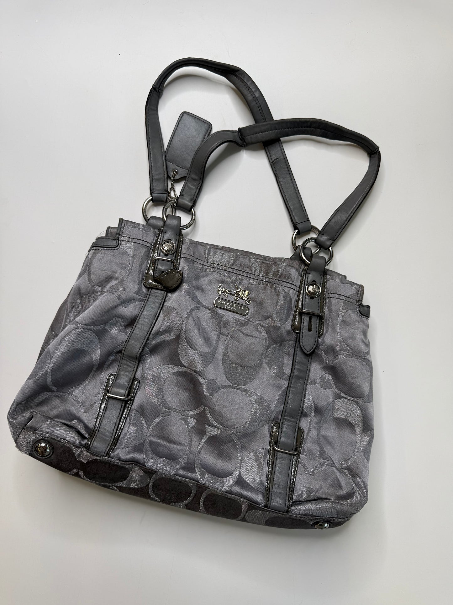 COACH VINTAGE SIGNATURE GREY TOTE BAG