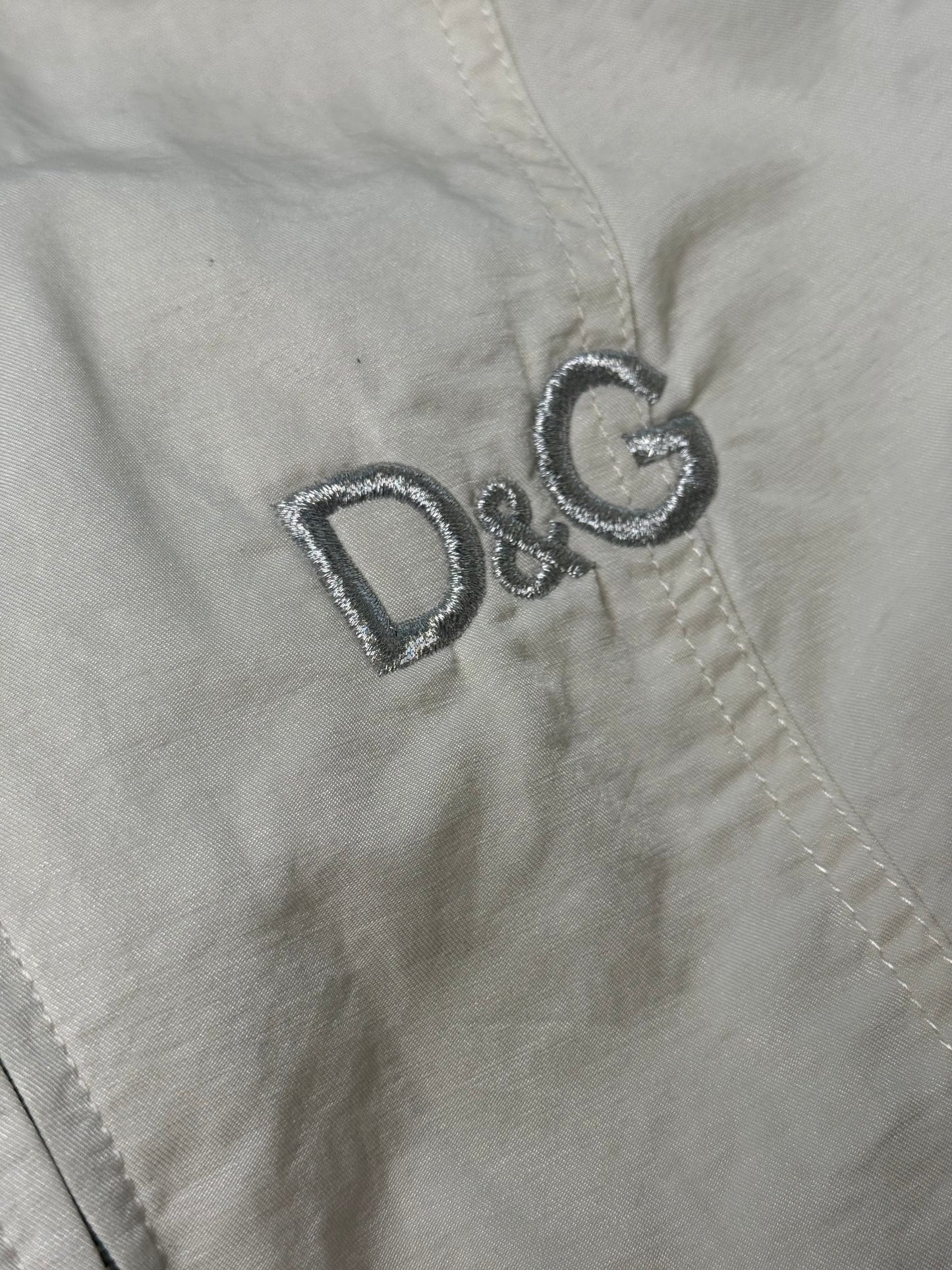 D&G VINTAGE WHITE ZIP MOTO JACKET