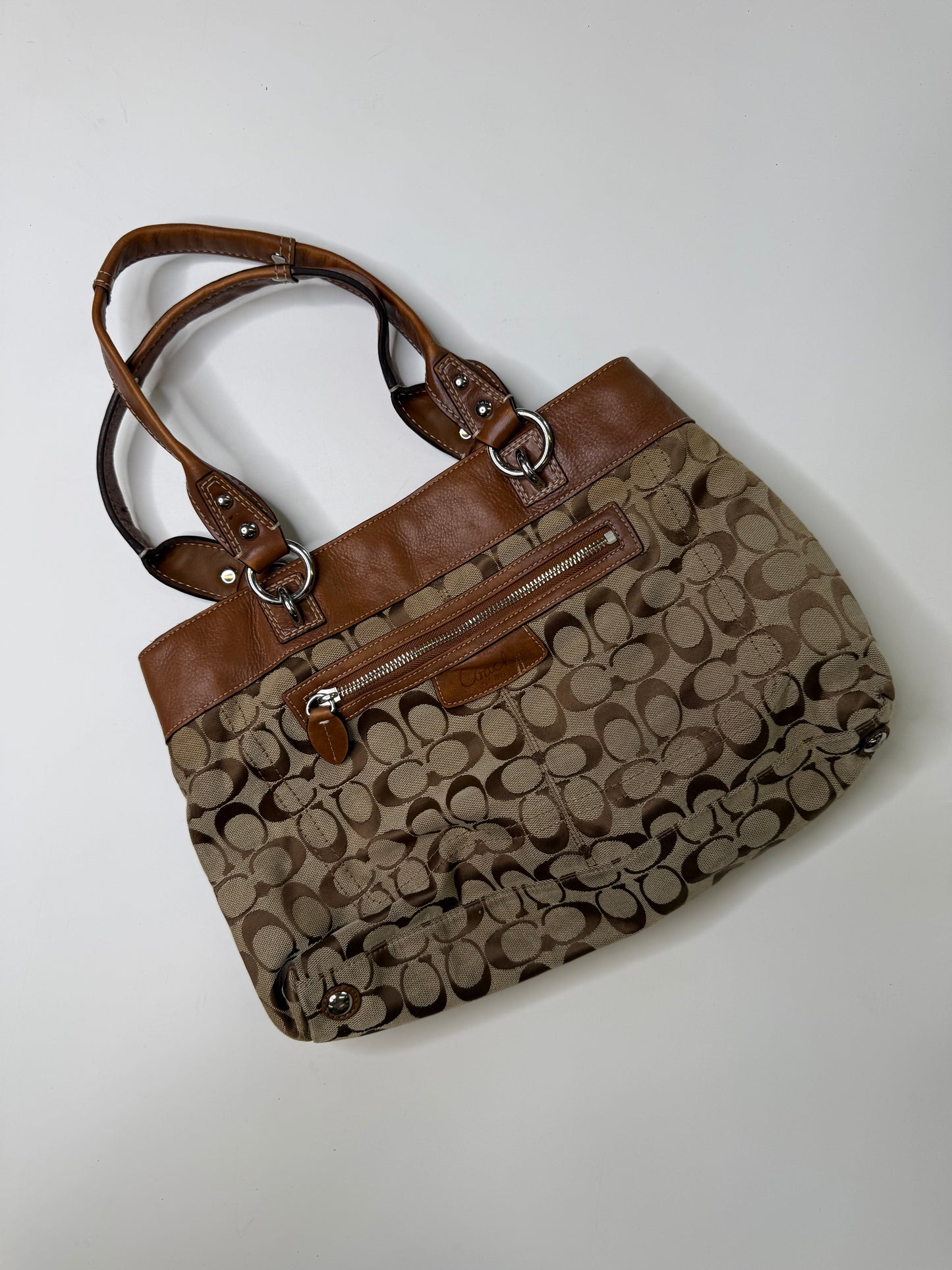 COACH SIGNATURE TOTE BAG (BROWN)