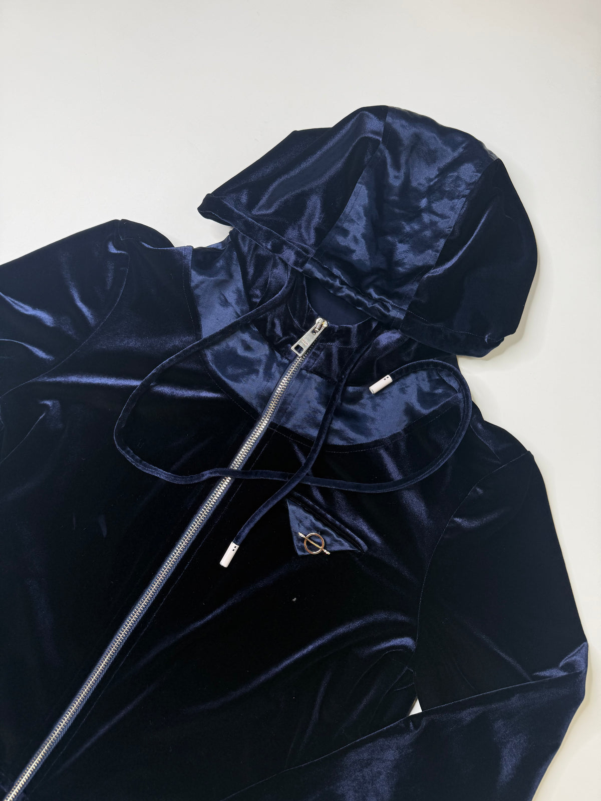 PRADA VELOUR ZIP HOODIE (NAVY)