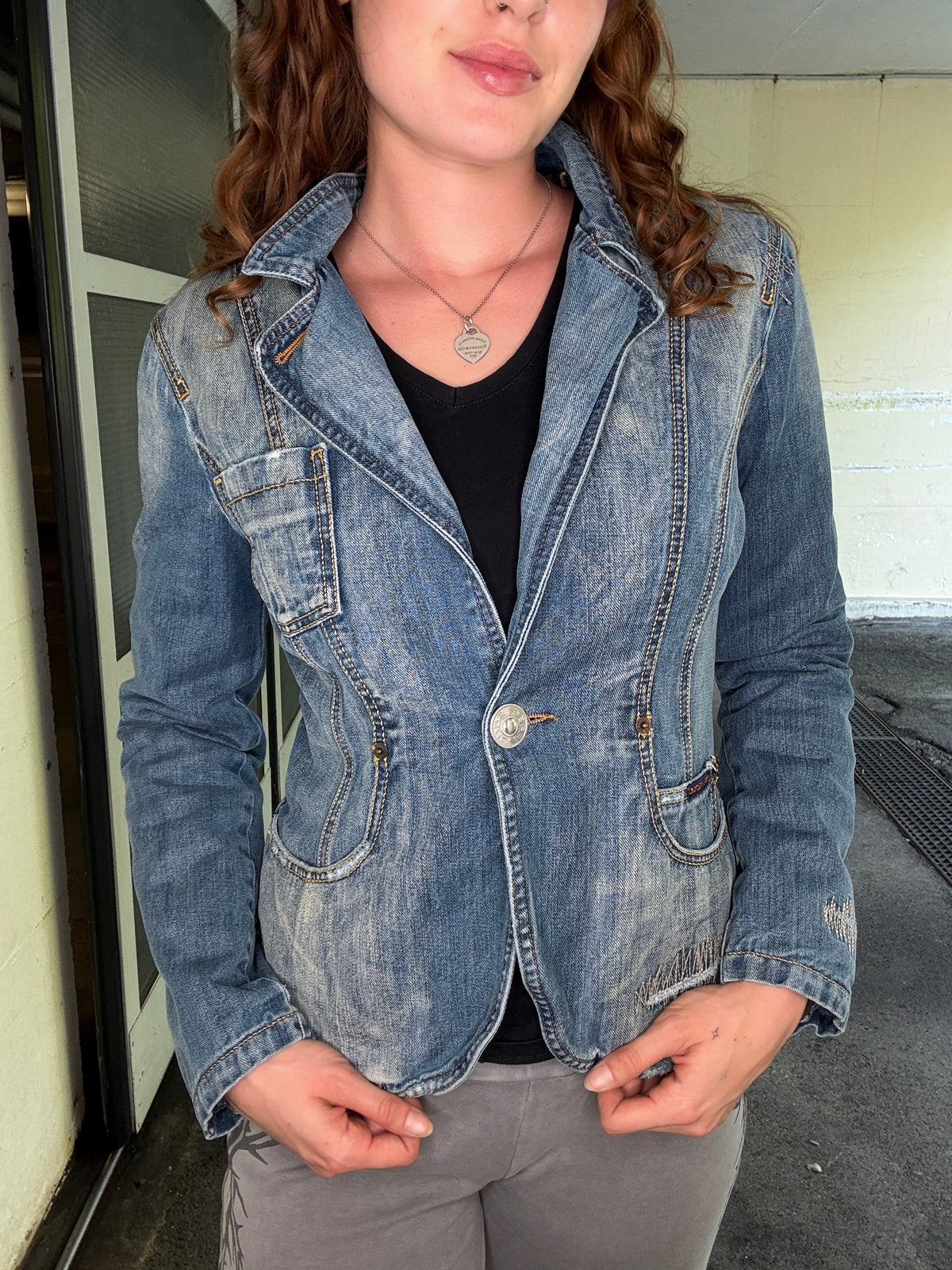 FREE SOUL DENIM BLAZER – BLUE LEOPARD LINING (S)