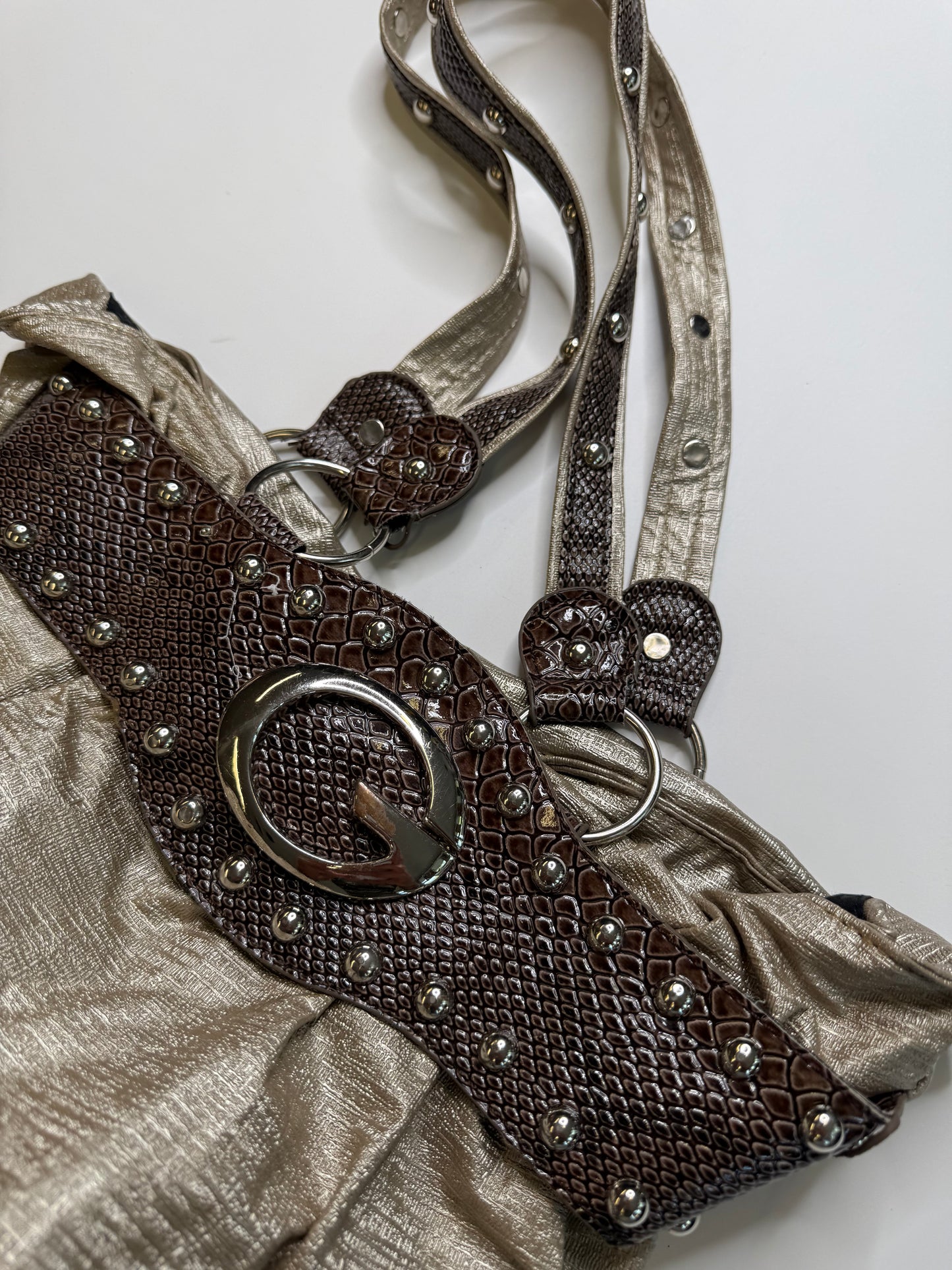 GUSSACCI VINTAGE STUDDED SHOULDER BAG