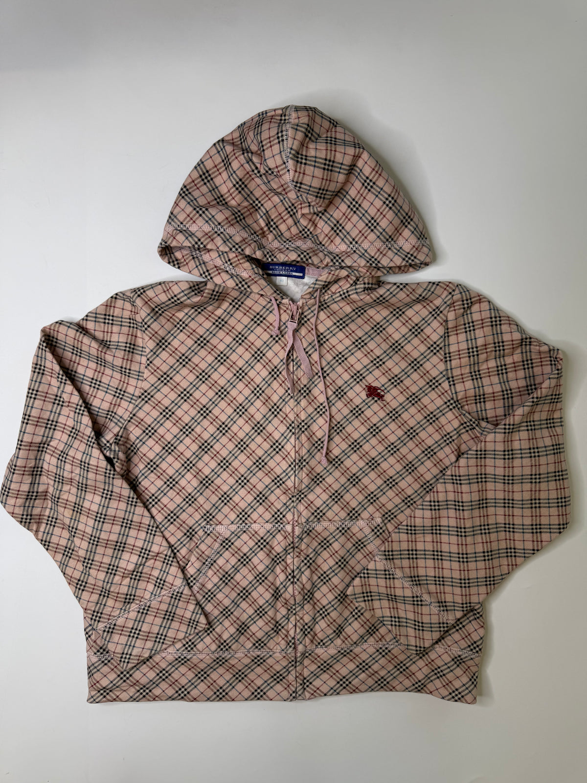 BURBERRY BLUE LABEL NOVA CHECK ZIP HOODIE PINK (XS-S)