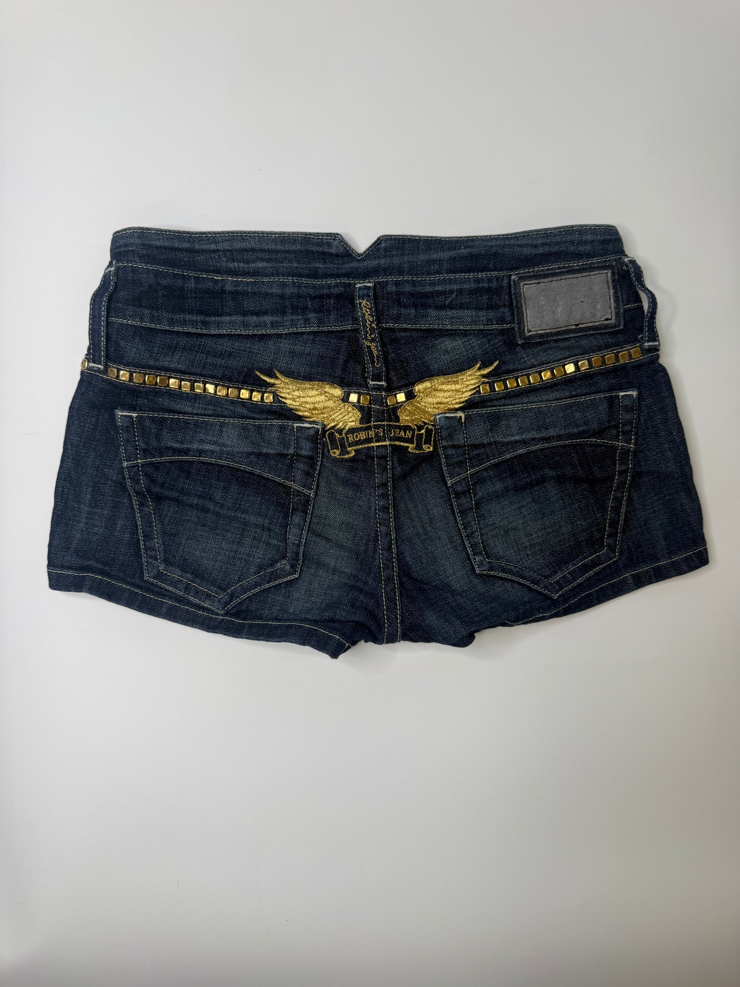 ROBIN'S JEAN VINTAGE STUDDED WINGS DENIM SHORTS