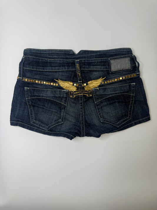 ROBIN'S JEAN VINTAGE STUDDED WINGS DENIM SHORTS