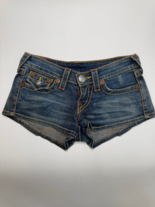 TRUE RELIGION VINTAGE DENIM MICRO SHORTS (24/S)
