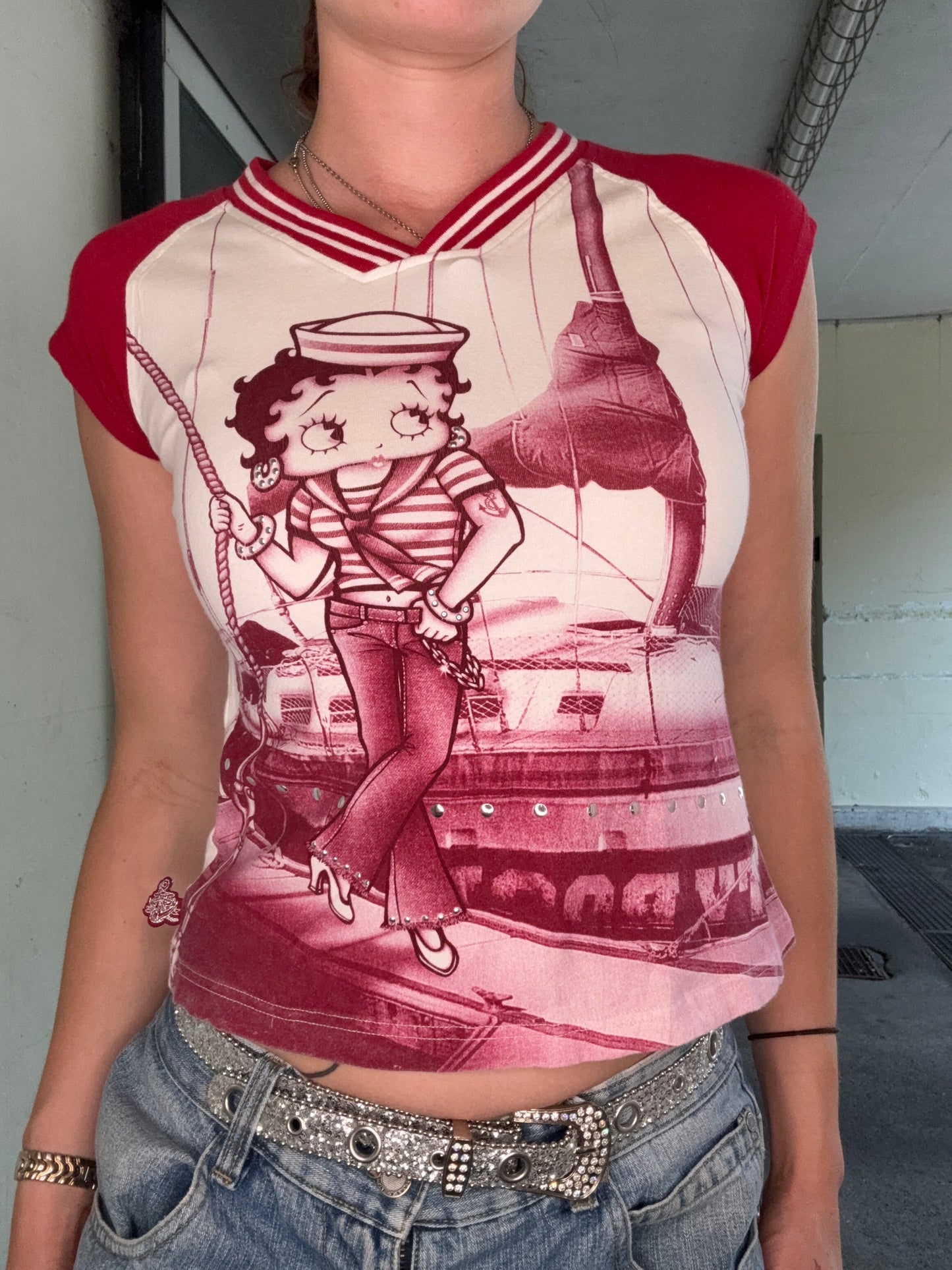 BETTY BOOP VINTAGE SAILOR RHINESTONE TEE (~M)