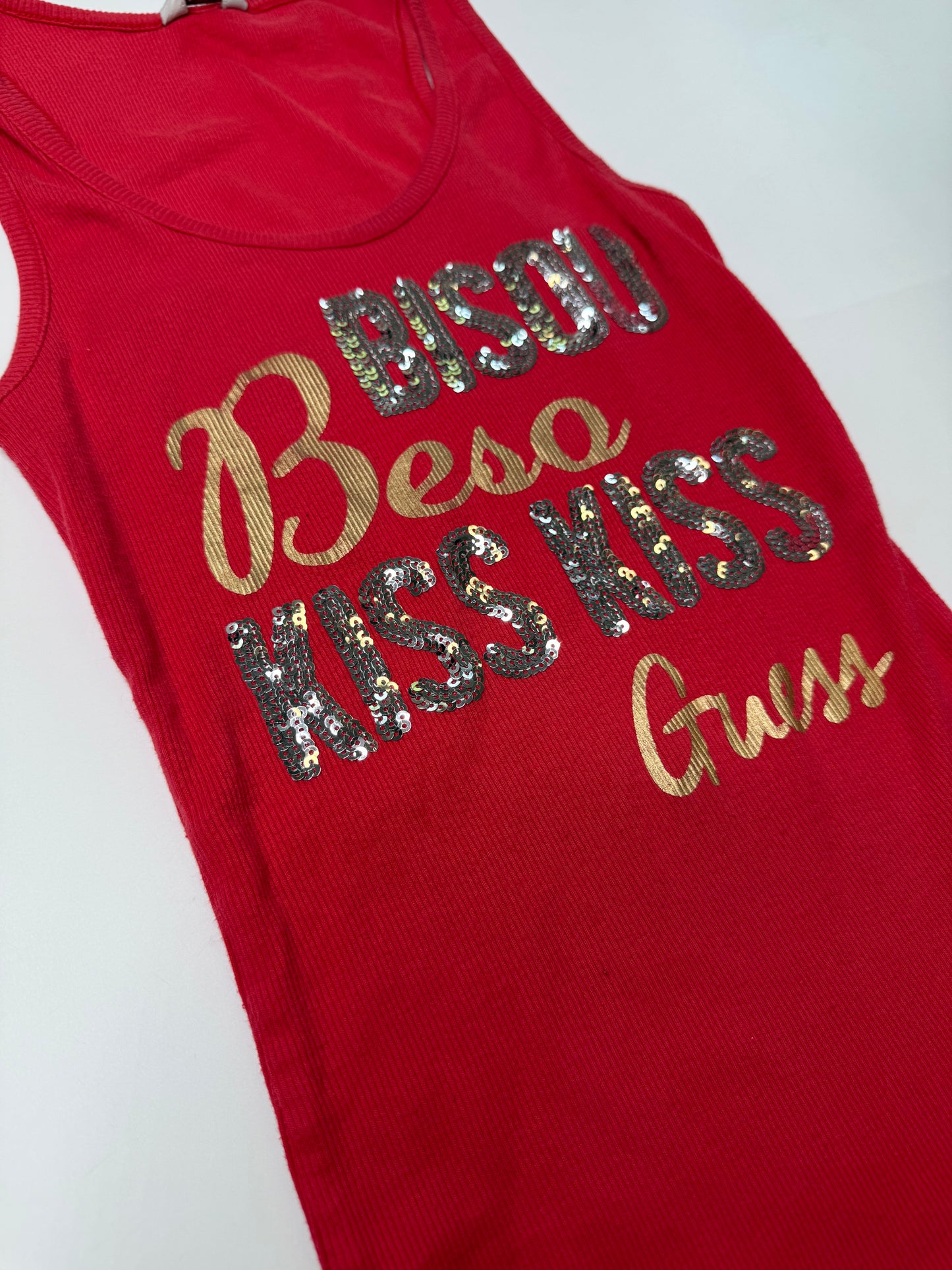 GUESS "BISOU BISOU" VINTAGE SEQUIN TANK TOP (S)