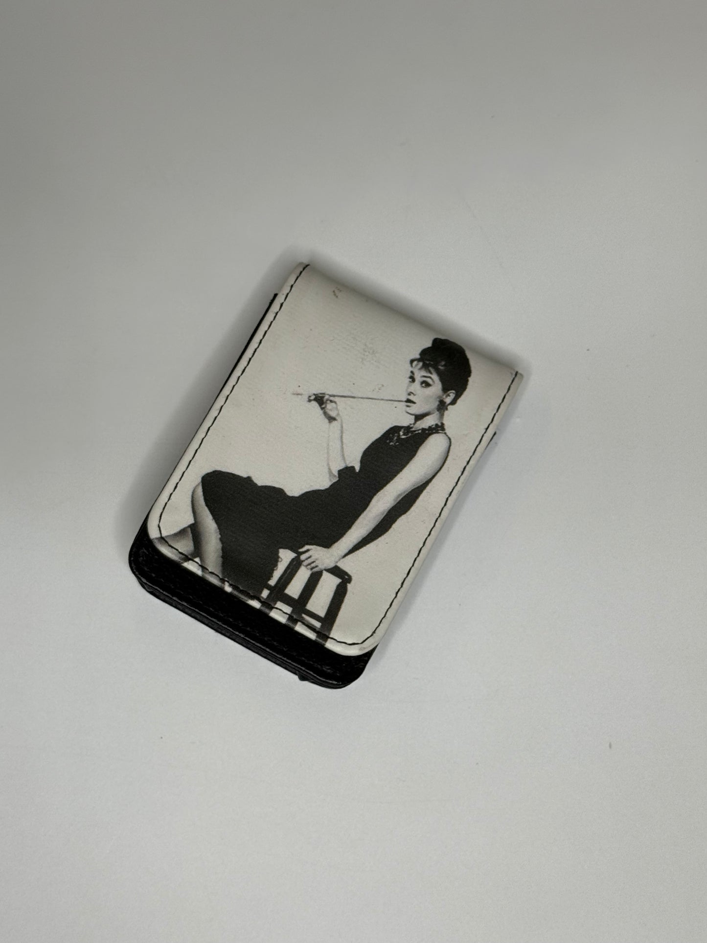 LEATHER AUDREY HEPBURN CIGARETTE PACK CASE/CAMERA CASE
