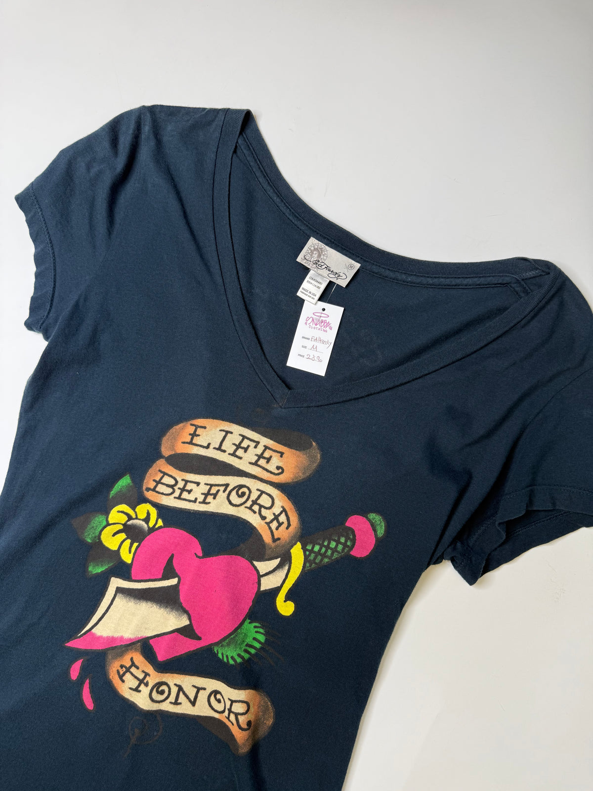 ED HARDY LIFE BEFORE HONOR TEE – NAVY (M)