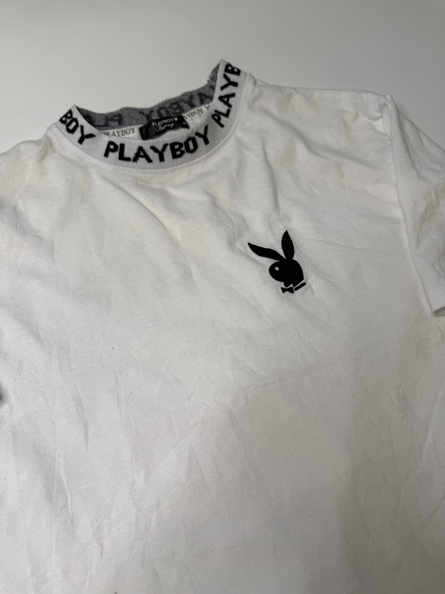 PLAYBOY VINTAGE BUNNY LOGO CROPPED T-SHIRT (M)