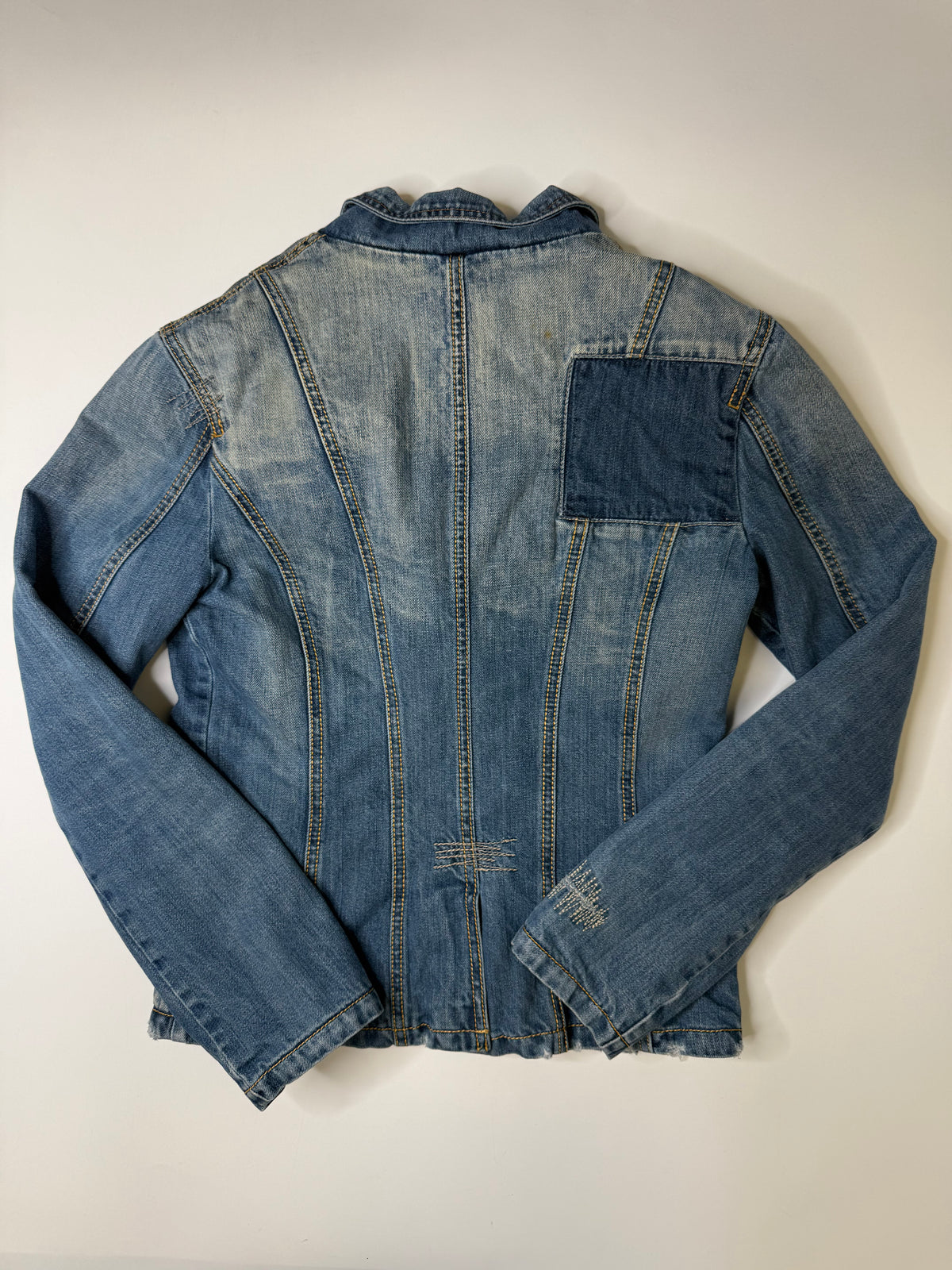 FREE SOUL DENIM BLAZER – BLUE LEOPARD LINING (S)