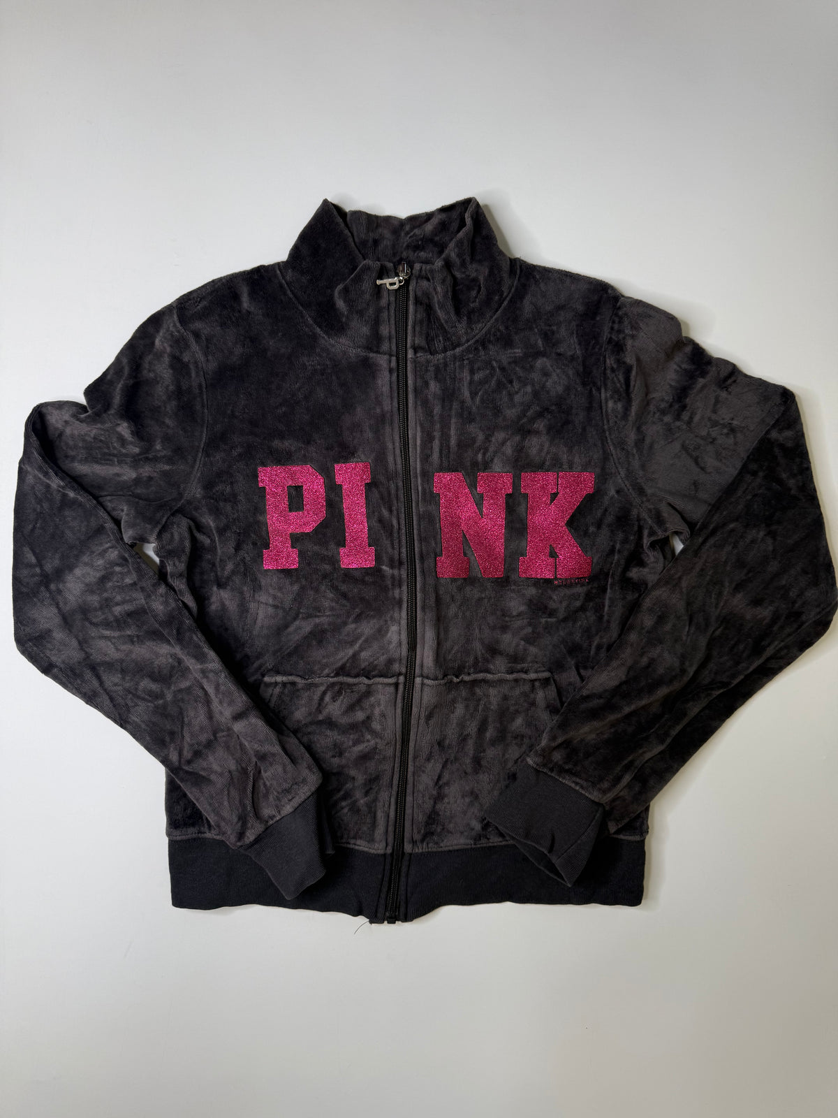 PINK GLITTER ZIP JACKET (CHARCOAL)