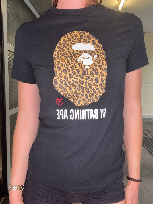 BAPE LADIES LEOPARD PRINT TEE – BLACK (S)